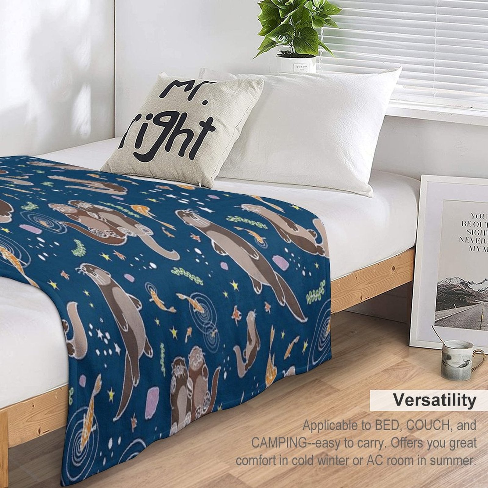 Sea Otters at Night Compact Throw Blanket
