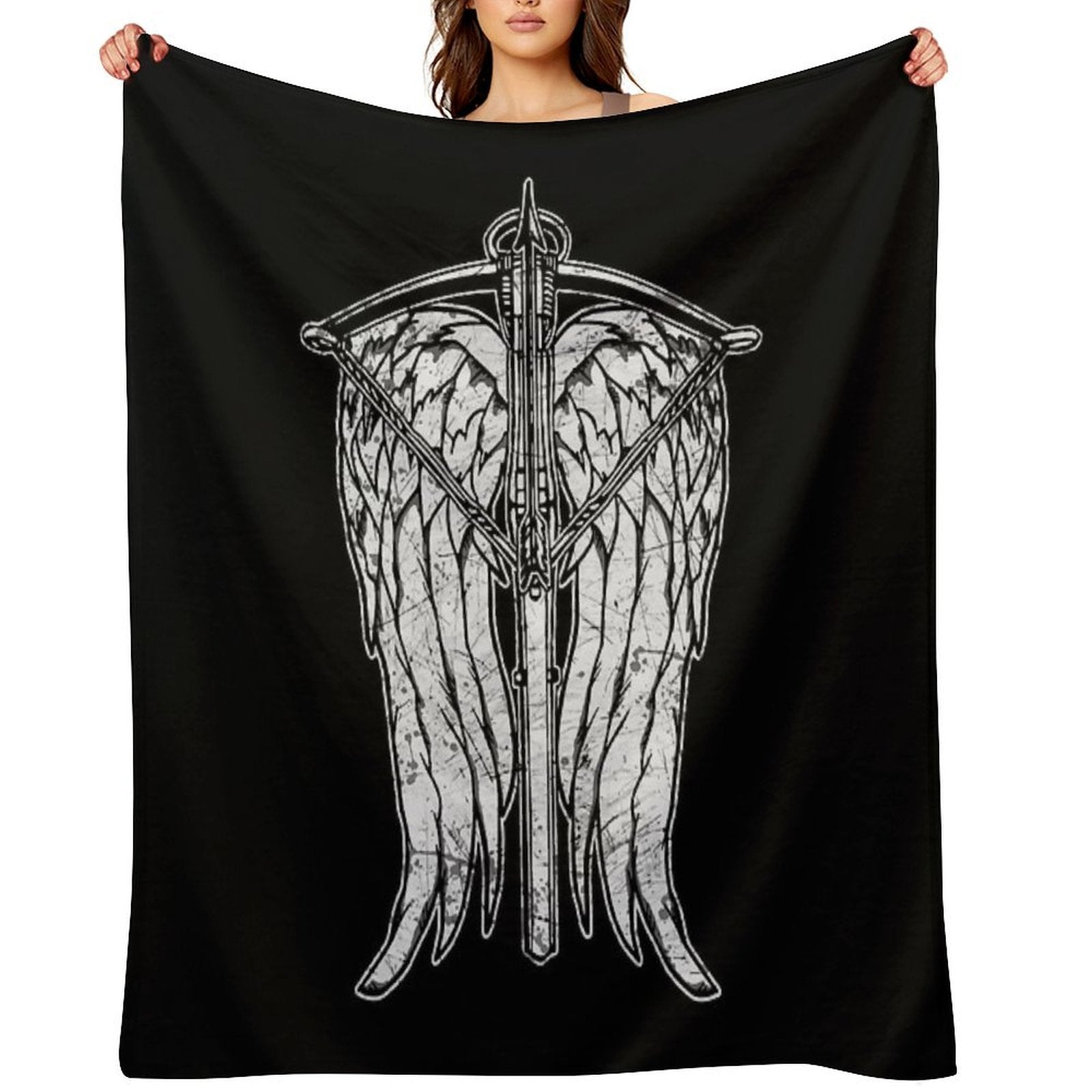 Angel Wings And Crossbow (Dirty) Velvety-soft Throw Blanket