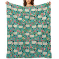 Sheep Farm Sanctuary Florals Pattern Cute Gifts for Animal Lovers Travel-friendly Throw Blanket
