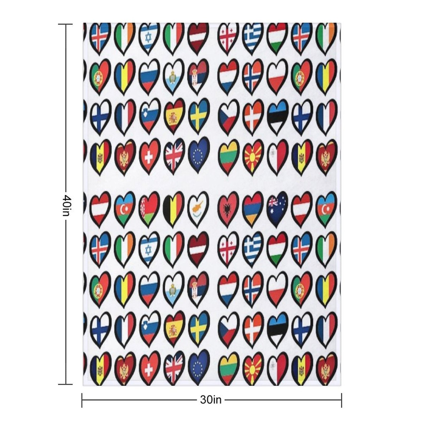 Eurovision Song Contest Flags Hearts ESC EBU Eurofans Shrink-resistant Throw Blanket