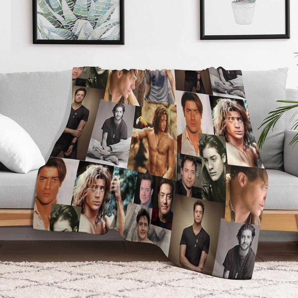 Brendan Fraser Love Collage Plush Throw Blanket