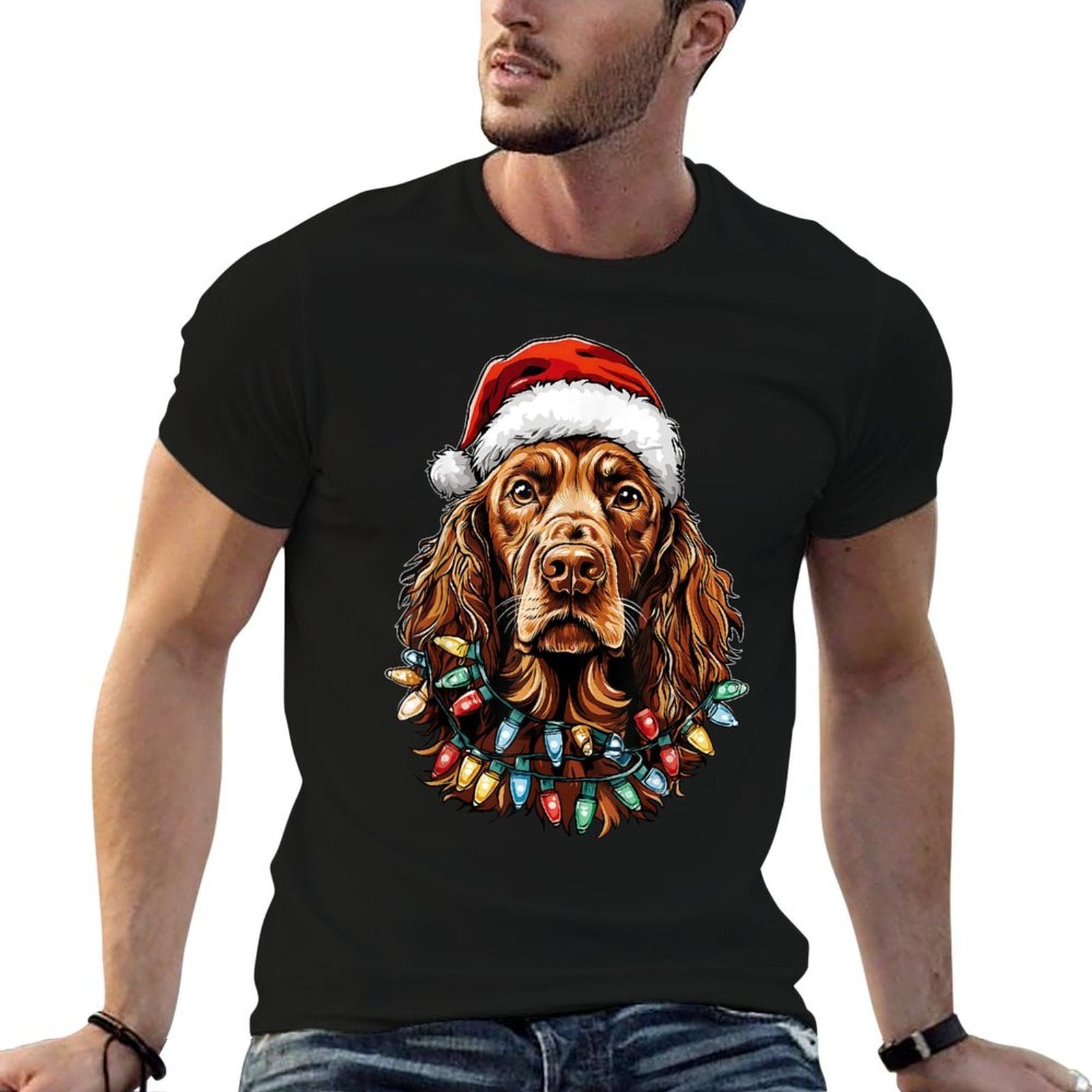 Irish Setter Dog Christmas Hat Xmas  Classic T-Shirt