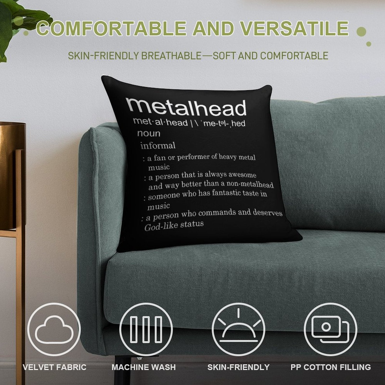 Metalhead Meaning Soft Easy Maintenance Throw Pillow
