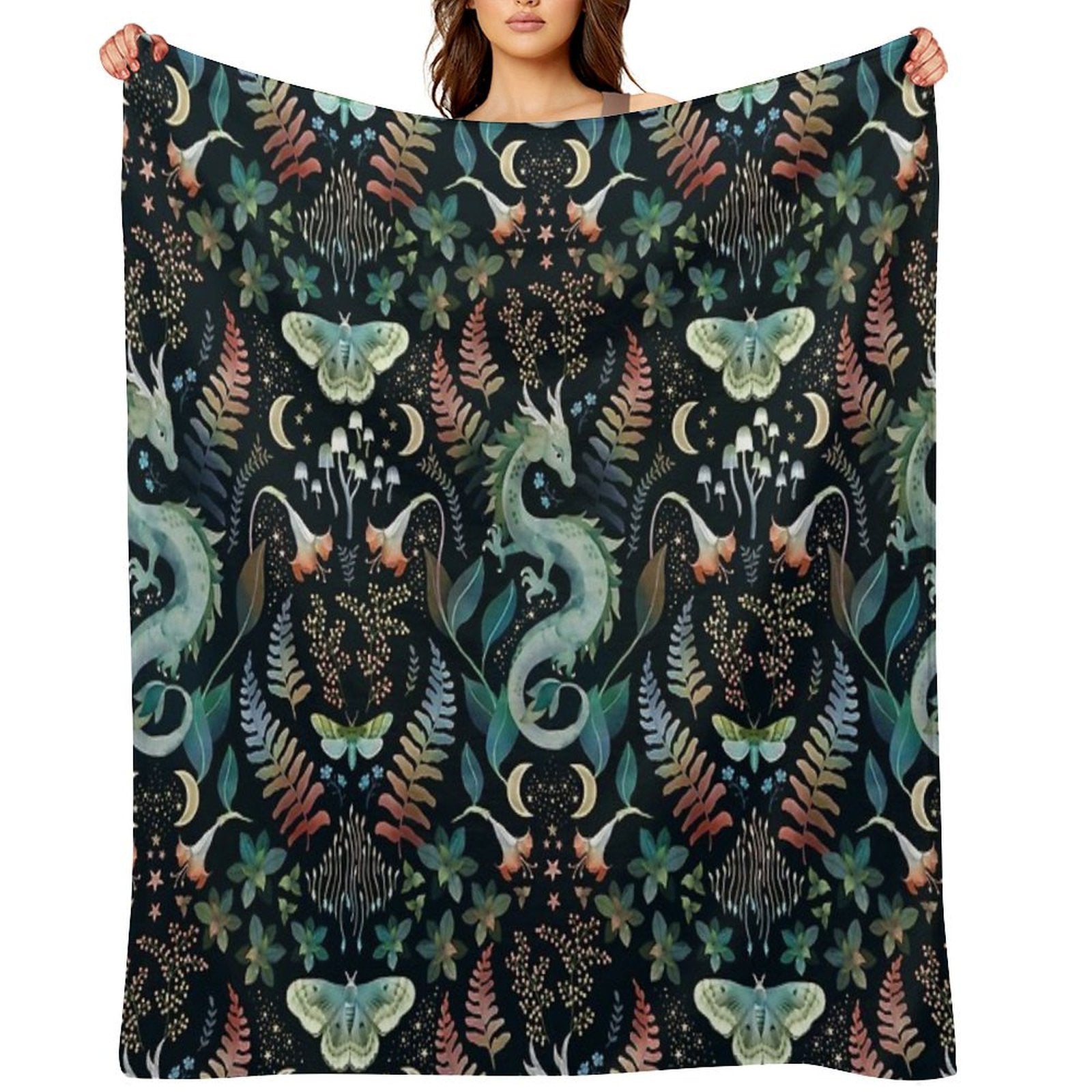 Mystic Woodland Dragon Autumn Wrinkle-free Throw Blanket