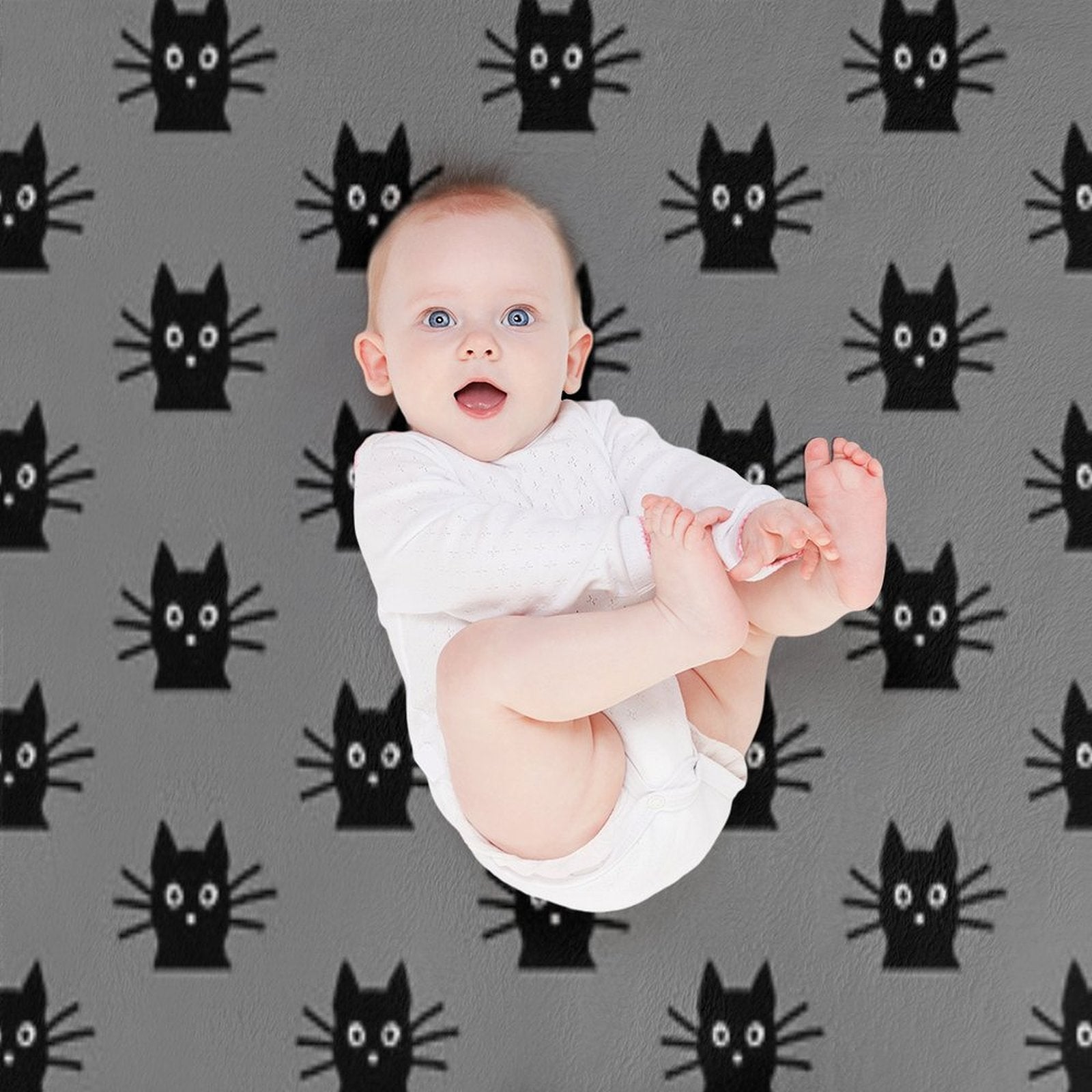 Black Cat Face Easy Care Throw Blanket