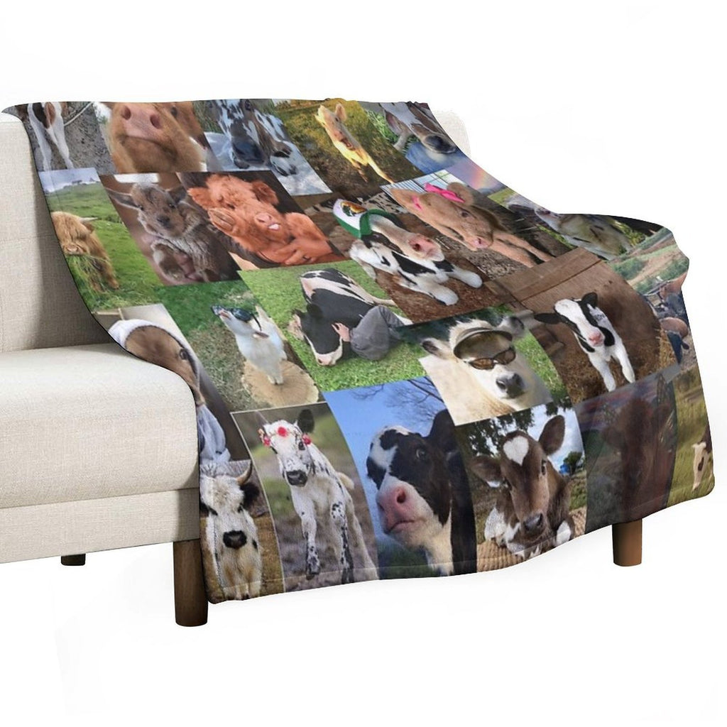Cows Aesthetic Collage Velvety-soft Throw Blanket