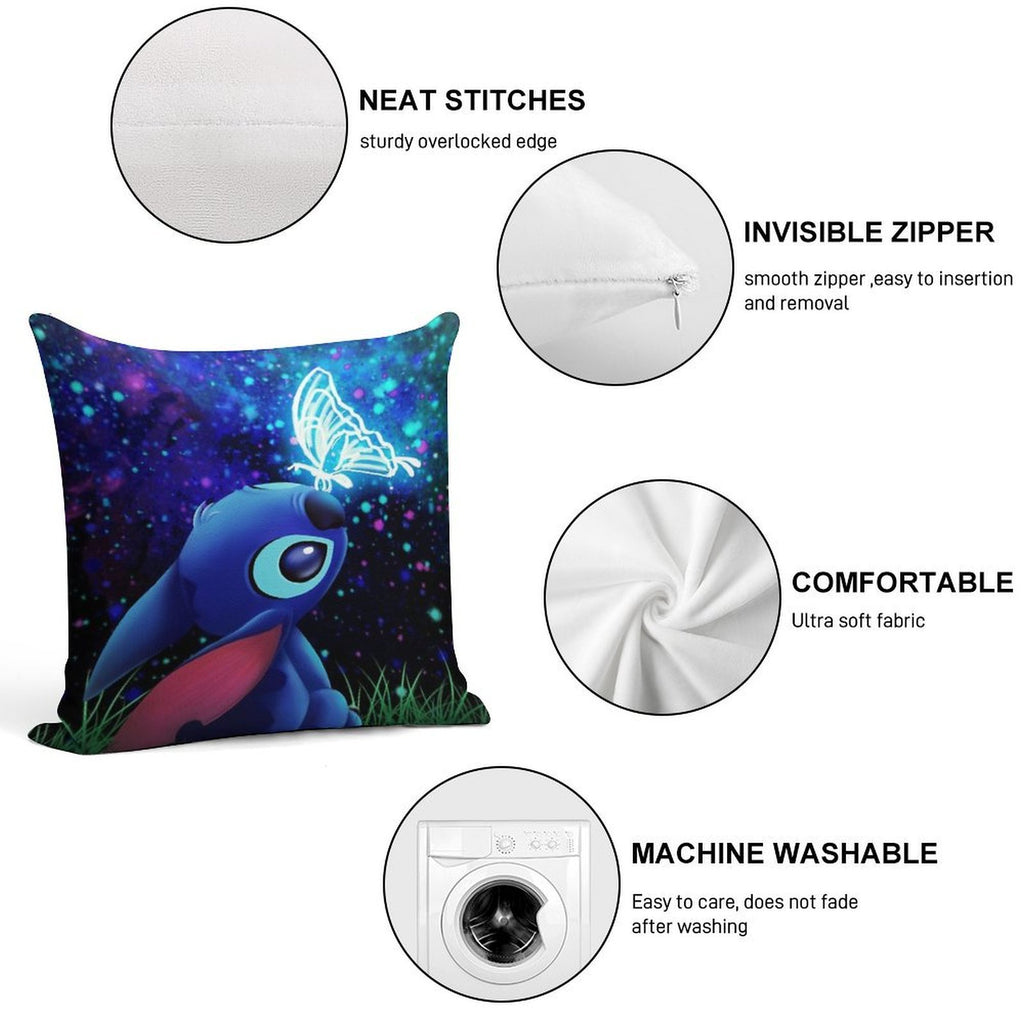 Stitch Butterfly Starry Sky Soft Shrink-Resistant Throw Pillow
