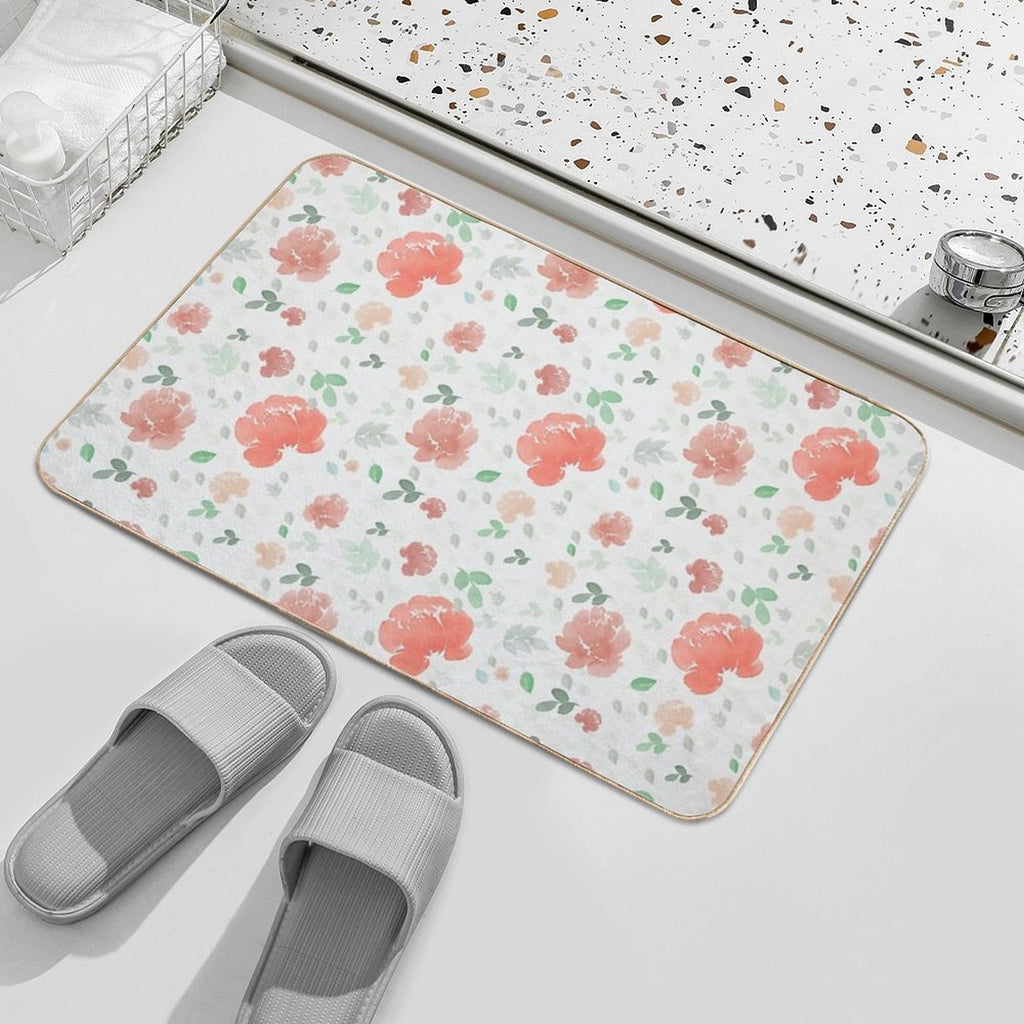 Watercolor Flowers Peonies Durable Bath Mat