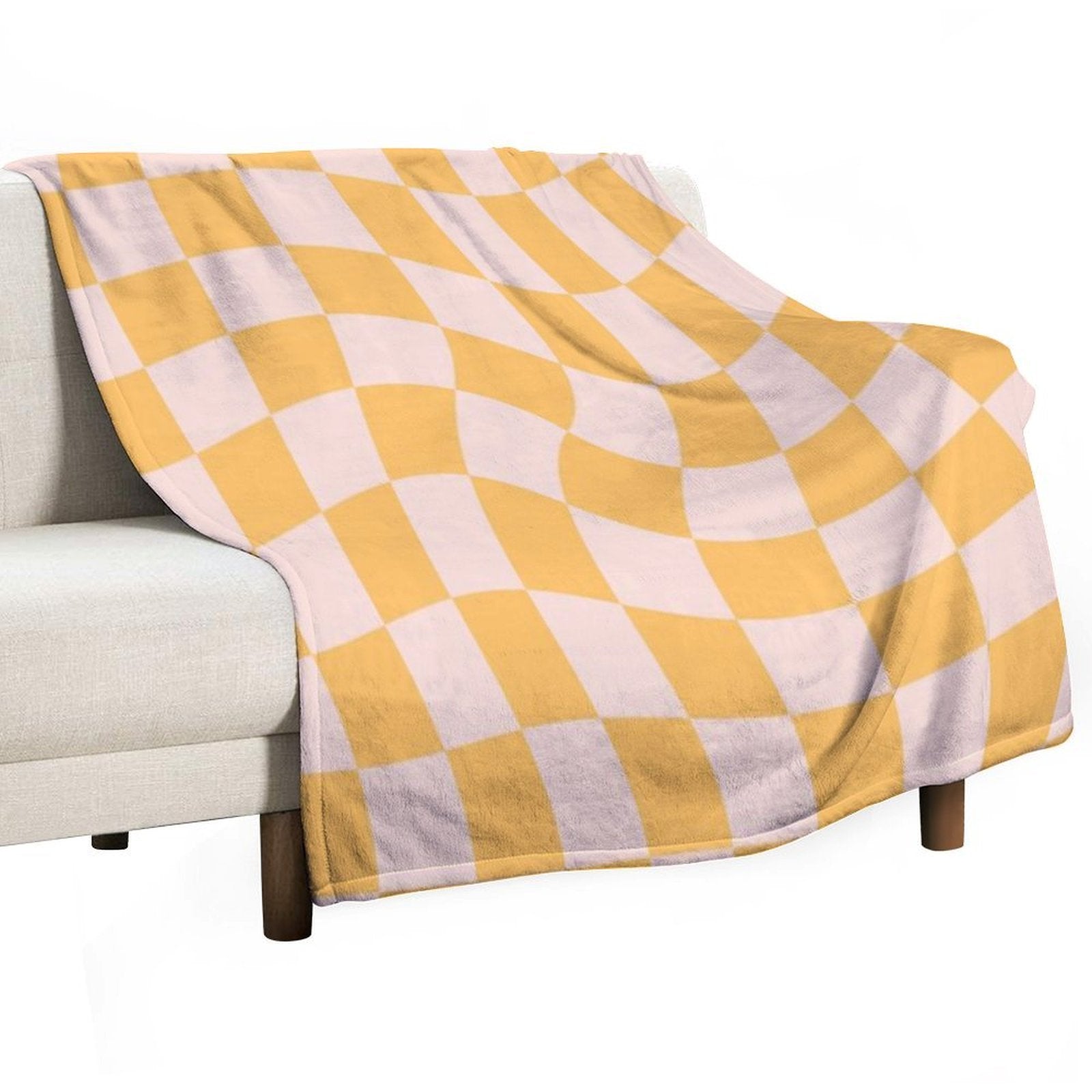Check I - Yellow Twist Gift-ready Throw Blanket