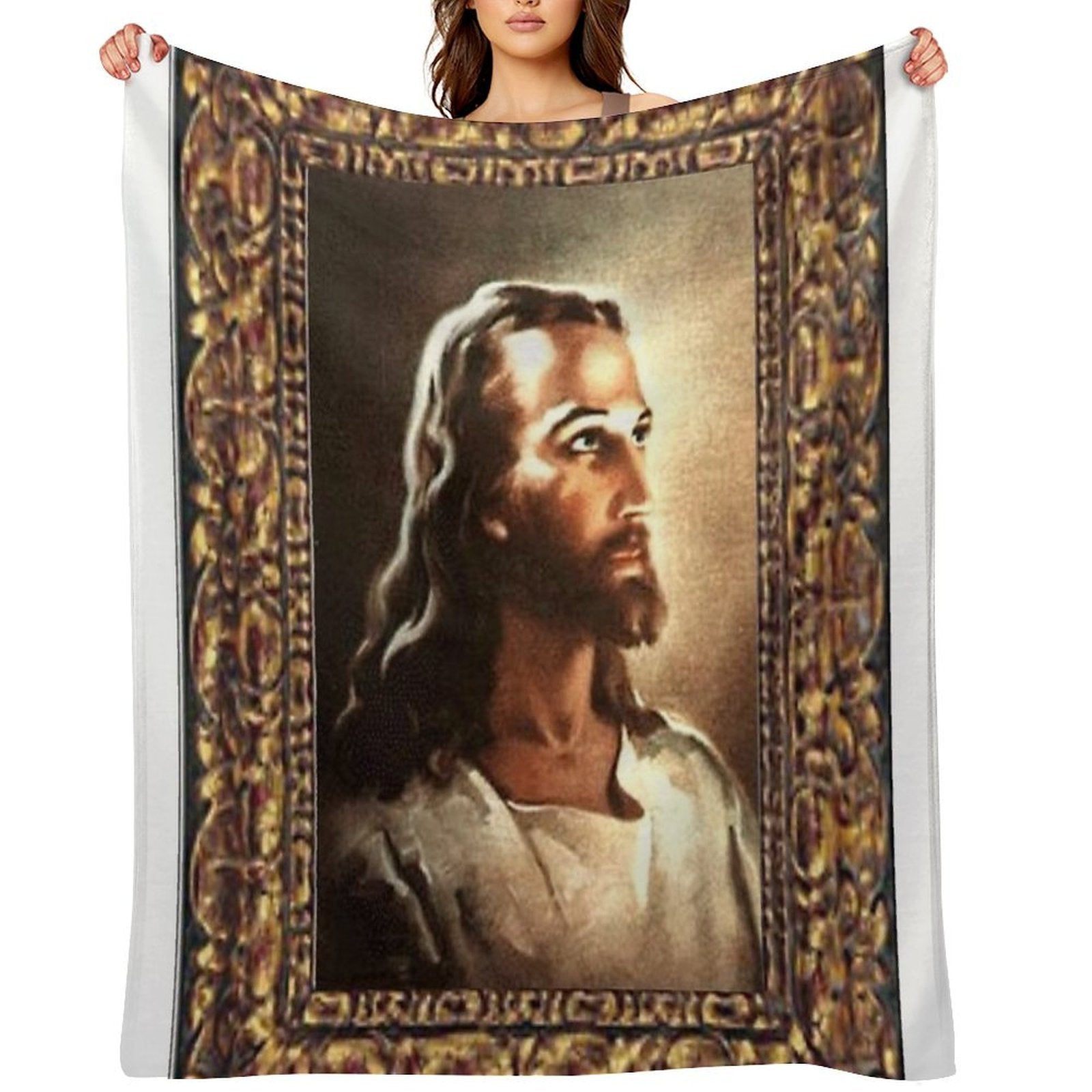 WARNER SALLMAN'S JESUS FRAMED Sustainable Throw Blanket