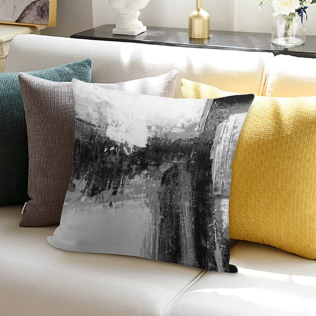 Black White Abstract Soft Luxury Feel Throw Pillow