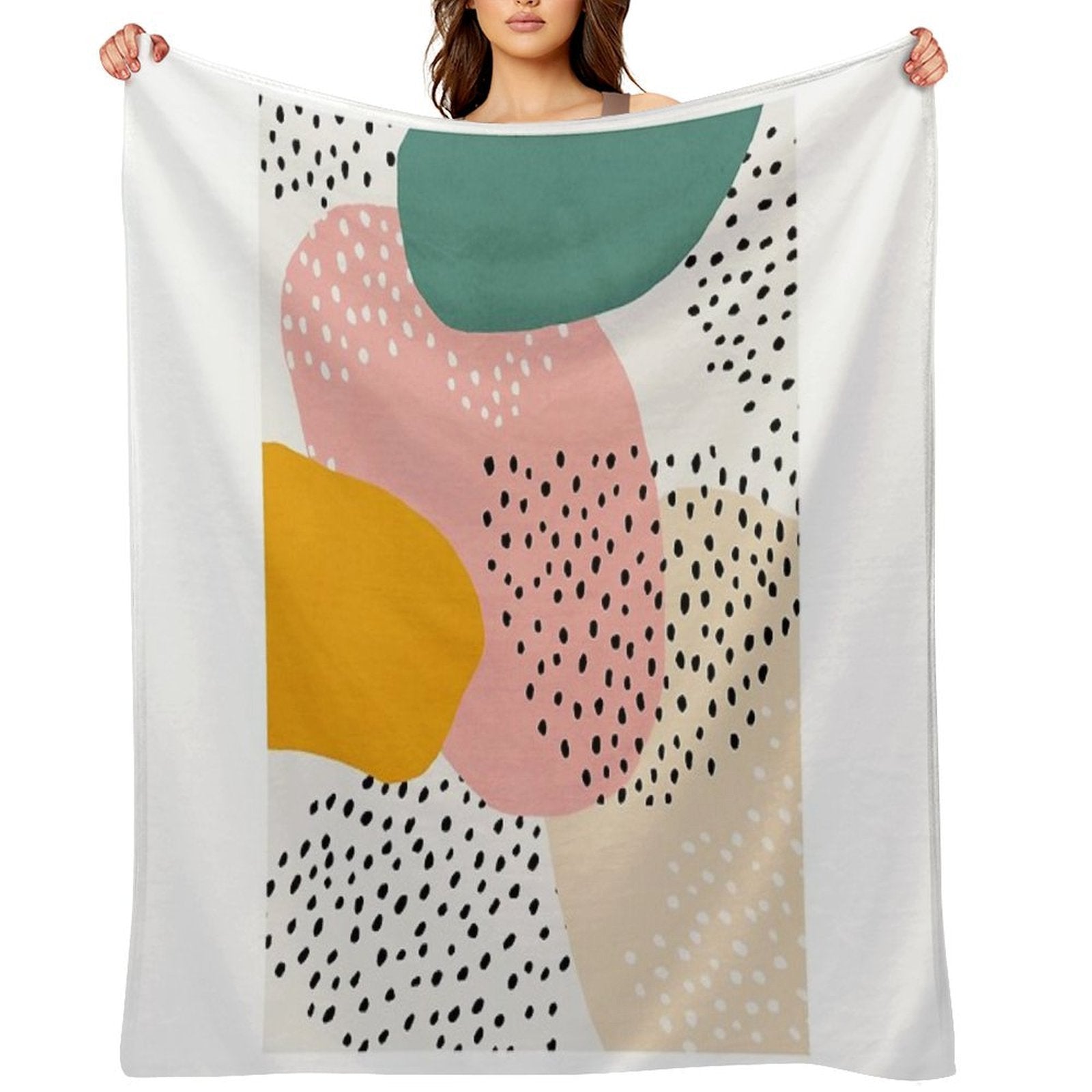 Abstract, Mid Century Modern Kids Wall Art, Nursery Room Lightweight Throw Blanket