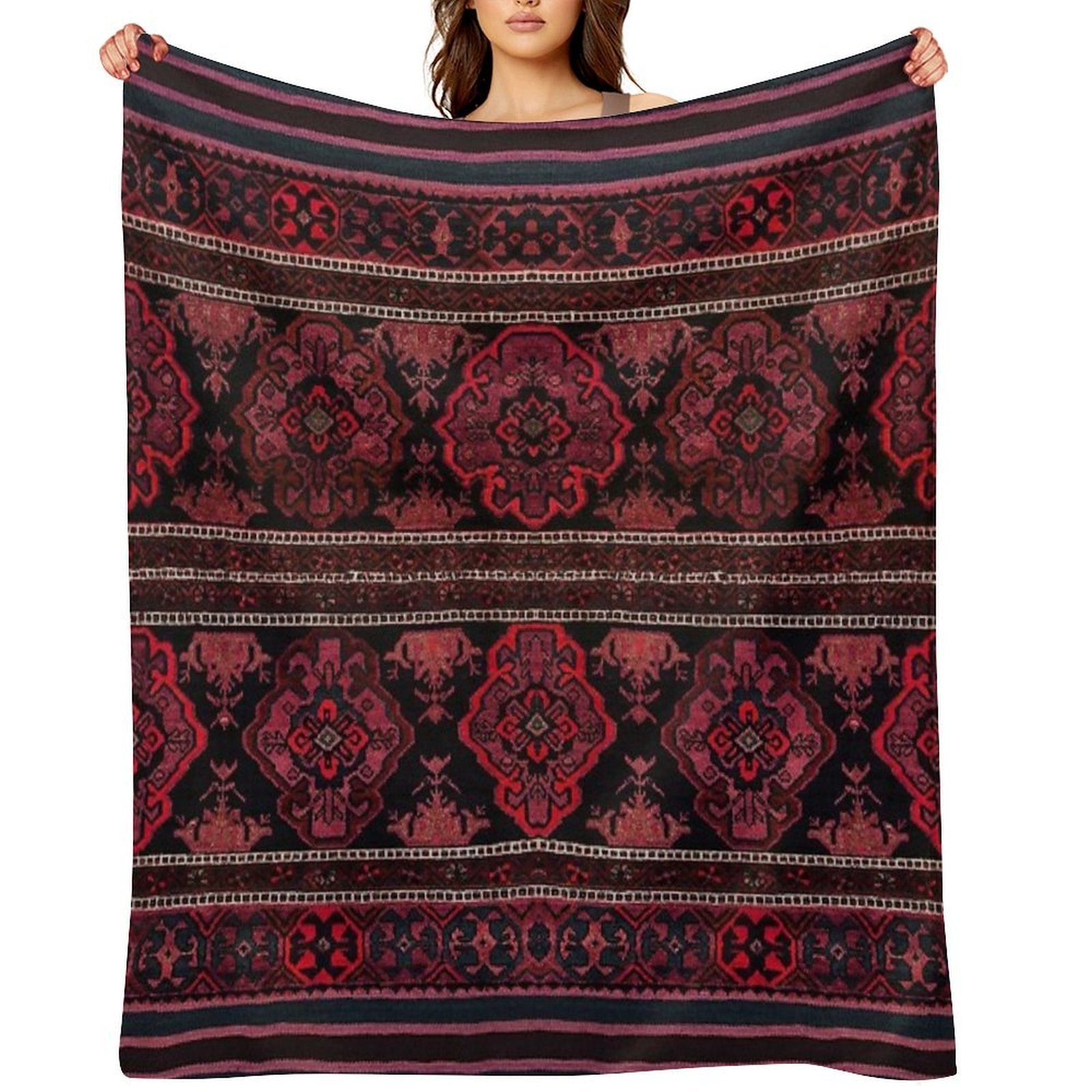 Traditional Moroccan Rug Artwork Comfort Throw Blanket
