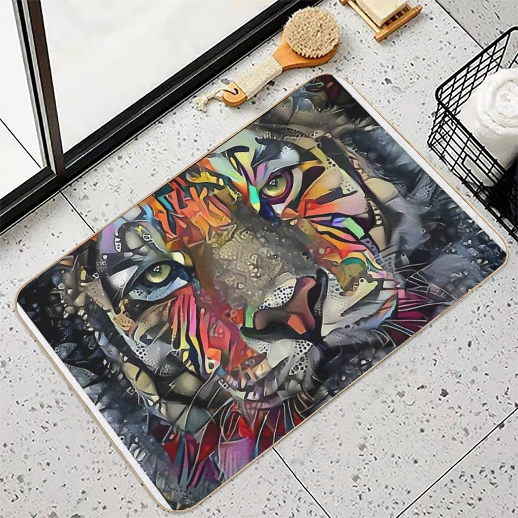 Mikka Jr, Tiger, Tigre, Lea Roche Paintings  Rapid-Drying Bath Mat