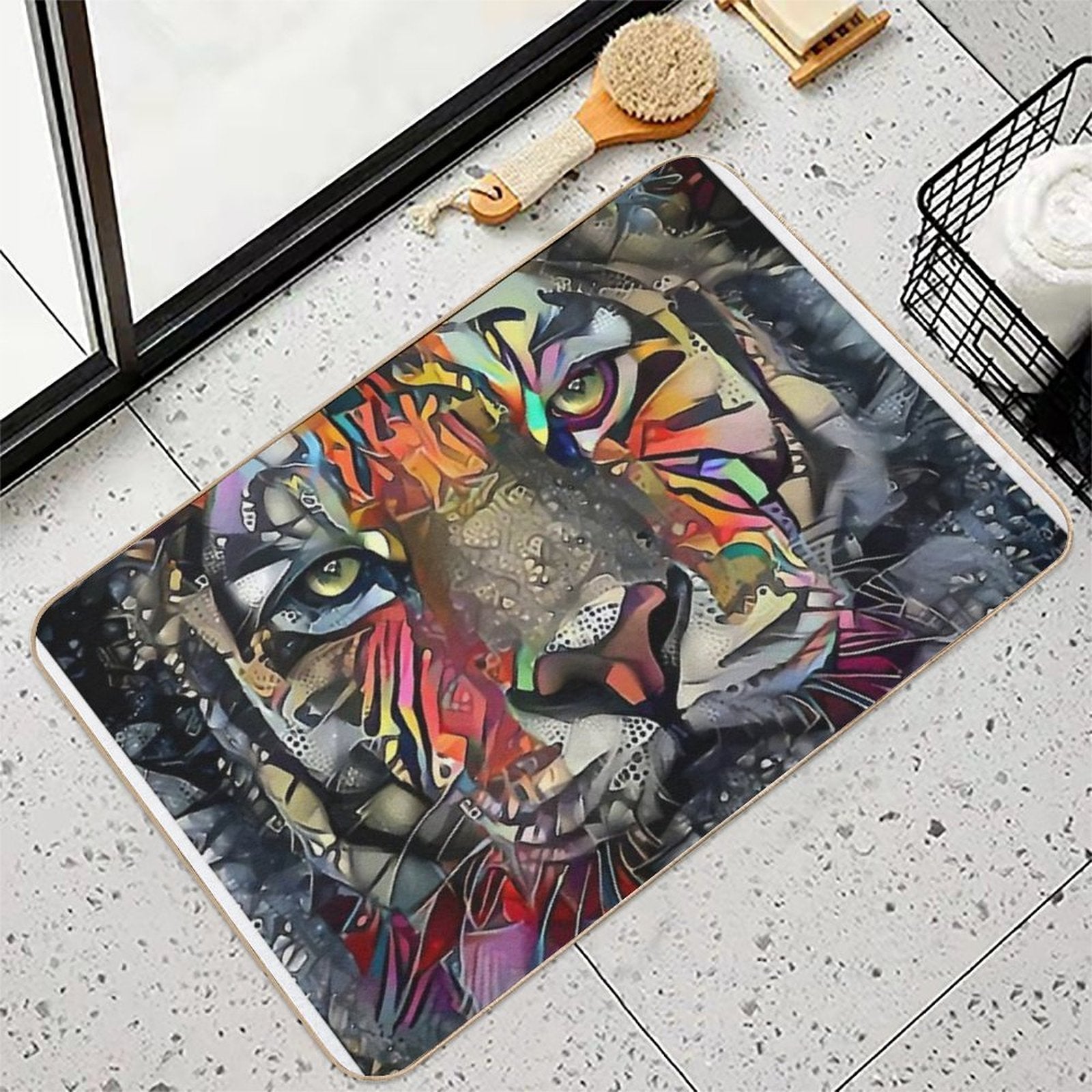 Mikka Jr, Tiger, Tigre, Lea Roche Paintings  Rapid-Drying Bath Mat