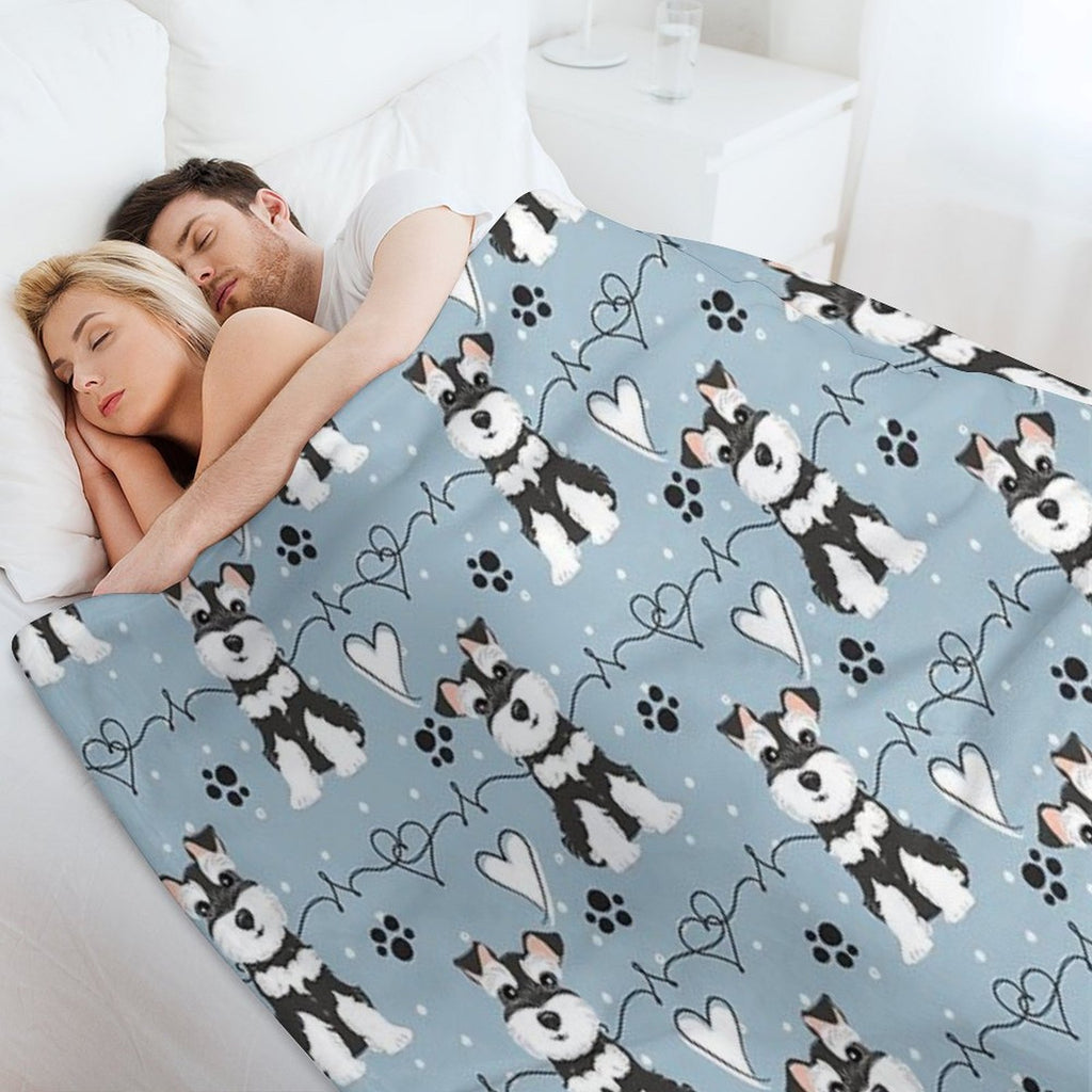 Love Black And White Miniature Schnauzer Anti-pilling Throw Blanket