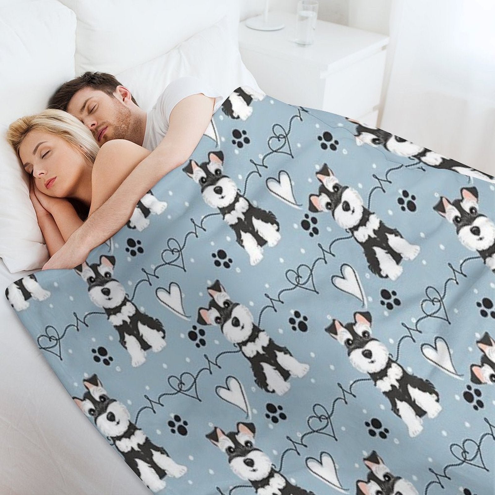 Love Black And White Miniature Schnauzer Anti-pilling Throw Blanket