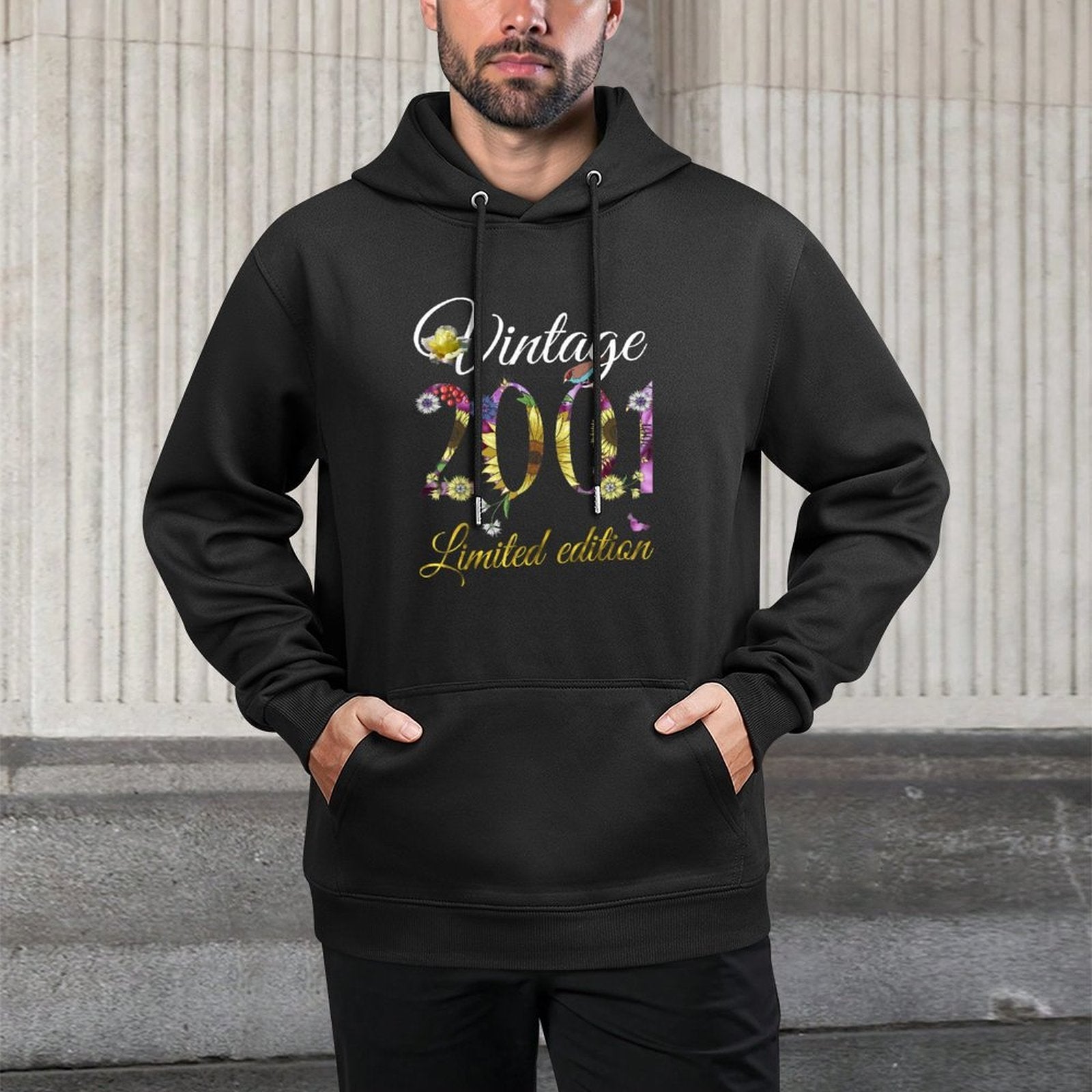 Vintage 2001 21 Year Old Sunflowers Floral 21st Birthday Adjustable Hood Hoodie