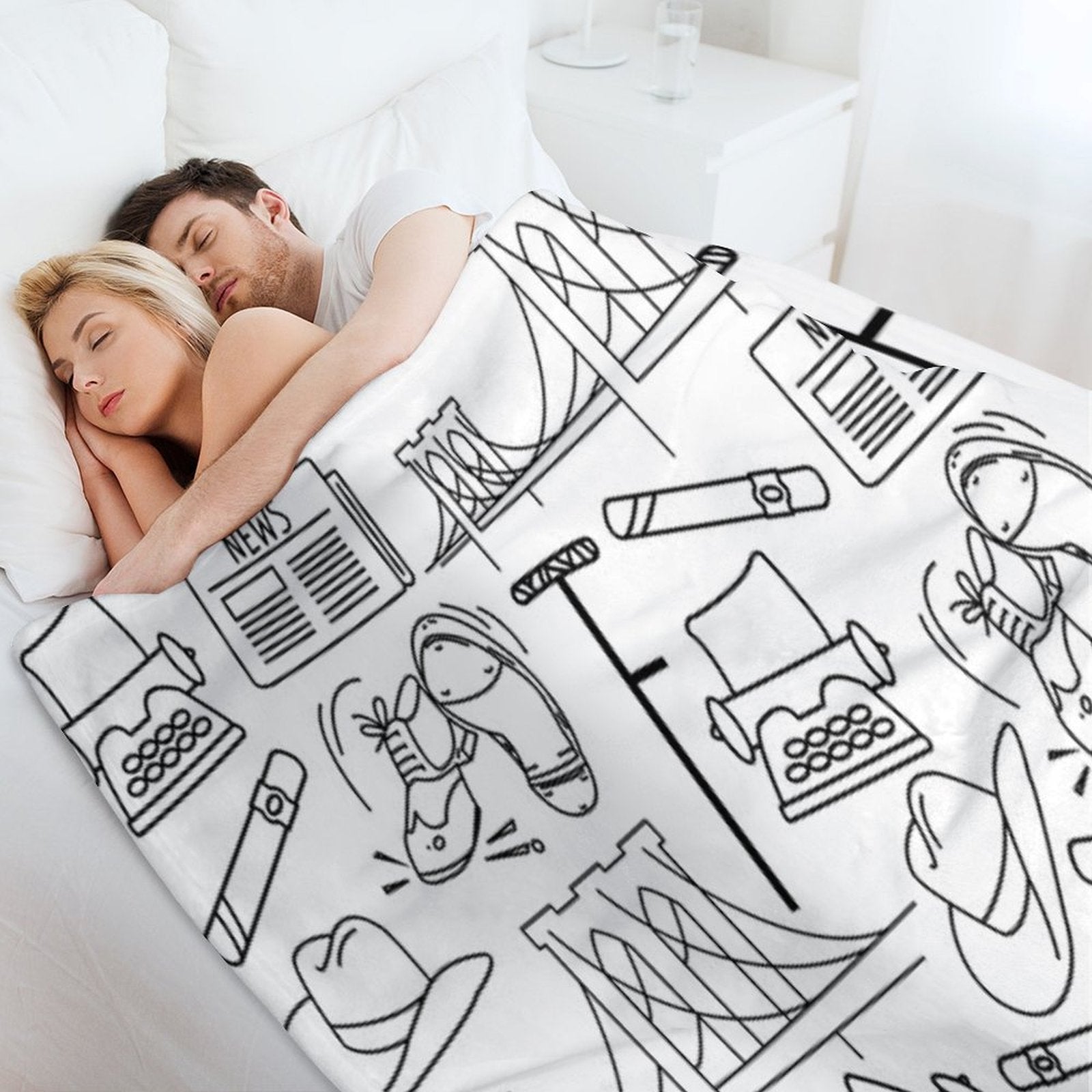 Newsies Doodles Collage Premium Throw Blanket