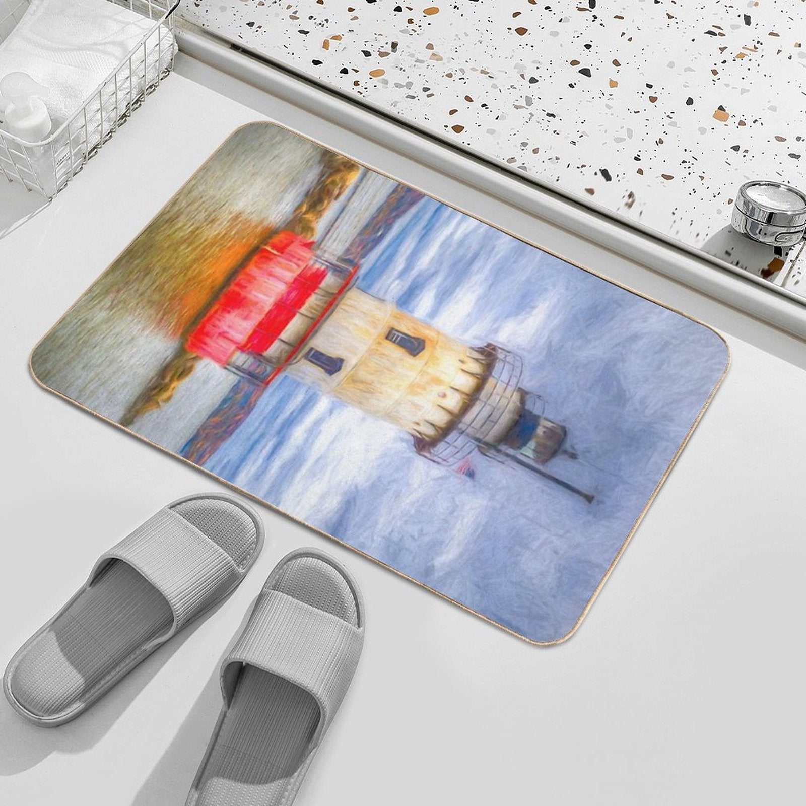 Sleepy Hollow Lighthouse Art  Pet-Safe Bath Mat