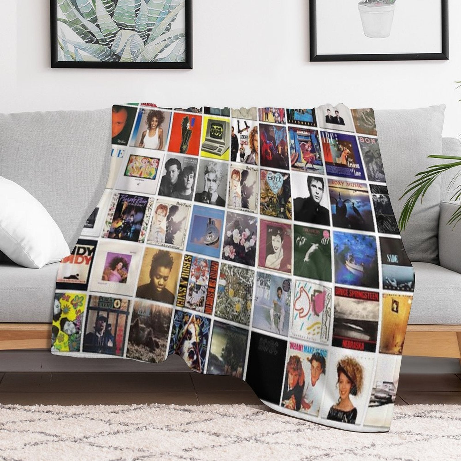 80s Vinyl Covers - 1980s Music - Vintage Album Cover Art Durable Throw Blanket