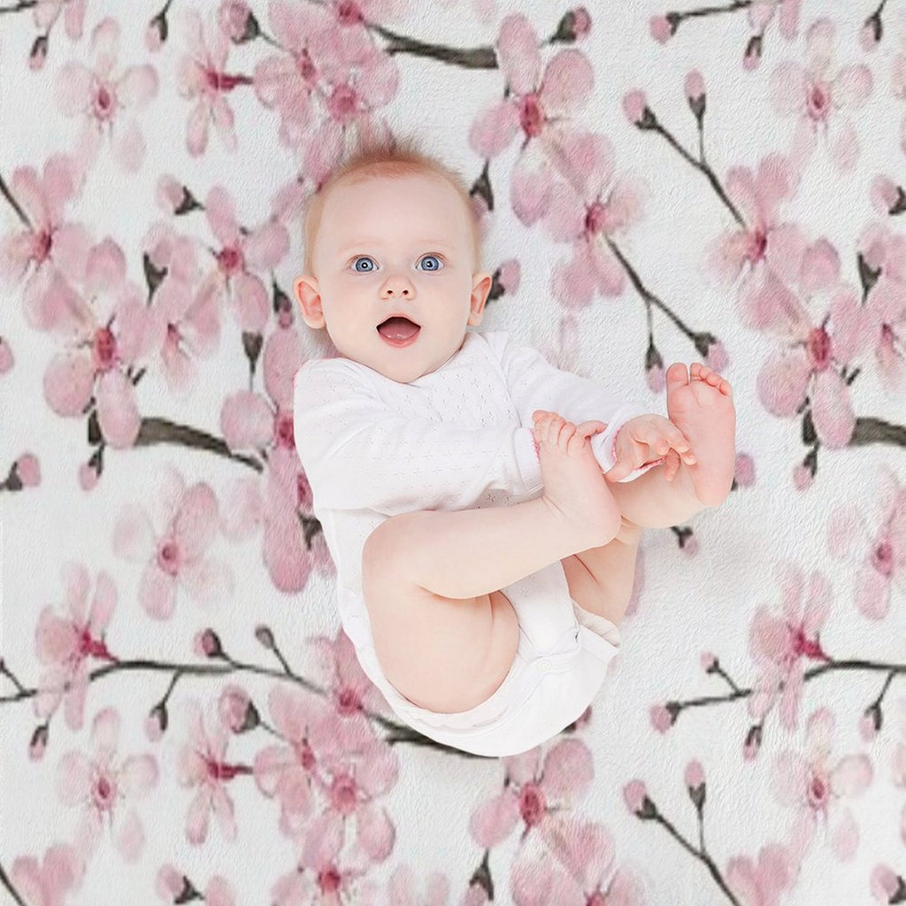 Cherry Blossom Watercolor Art by Magenta Rose Designs Anti-pilling Throw Blanket