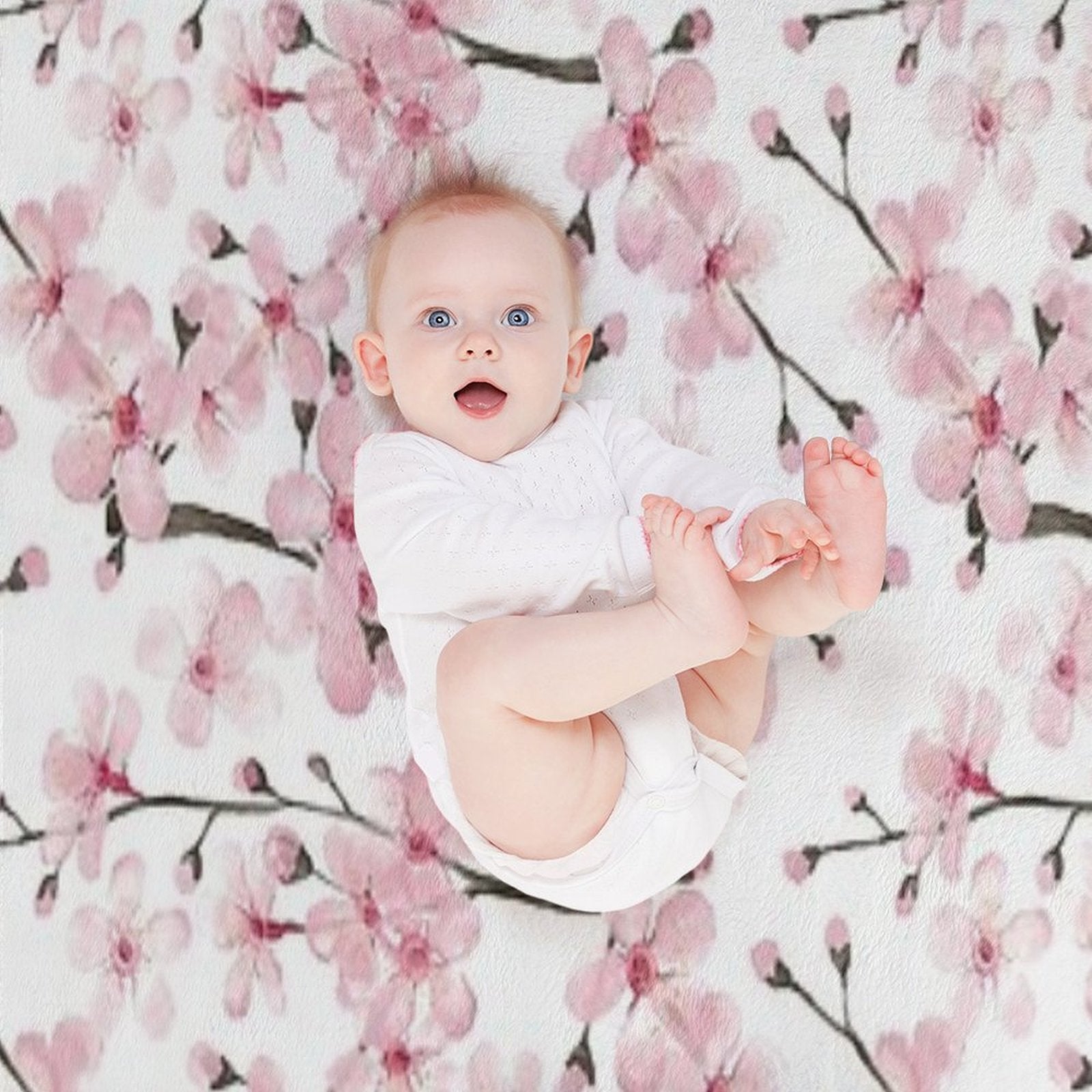 Cherry Blossom Watercolor Art by Magenta Rose Designs Anti-pilling Throw Blanket