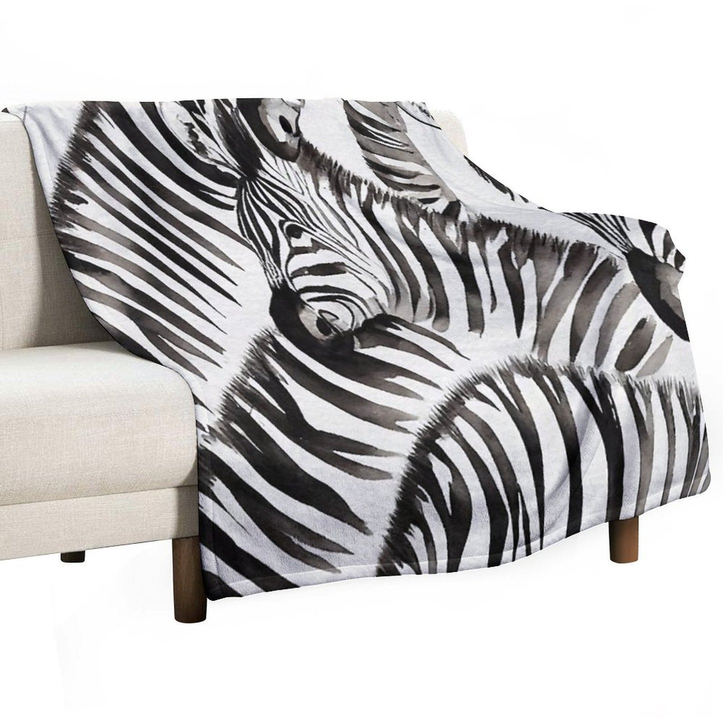 Zebra Watercolor Print, Animal Print, Durable Throw Blanket