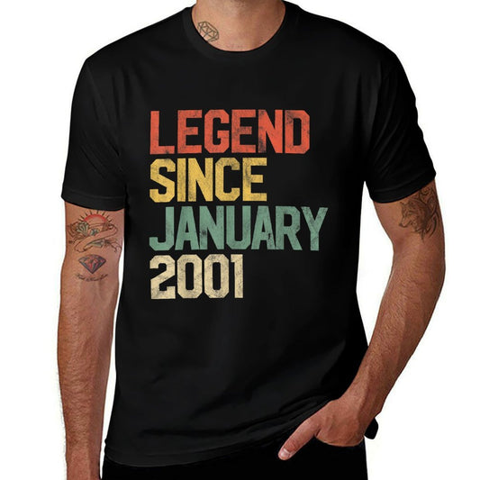 21 Year Old Gifts Legend Since January 2001 21st Birthday  Vintage-inspired T-Shirt