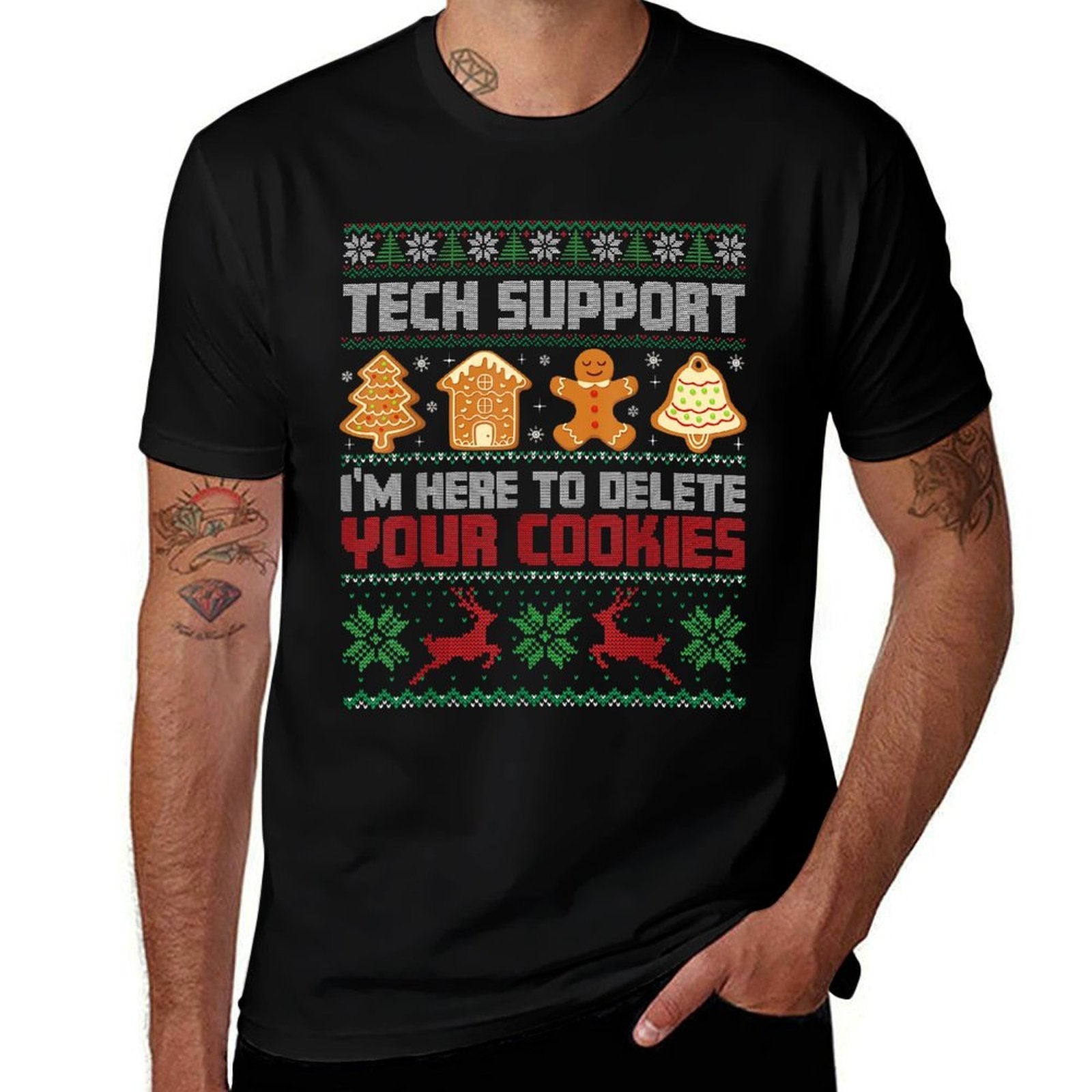 Christmas Tech Support Im Here to Delete Cookies Men Women  Breathable T-Shirt