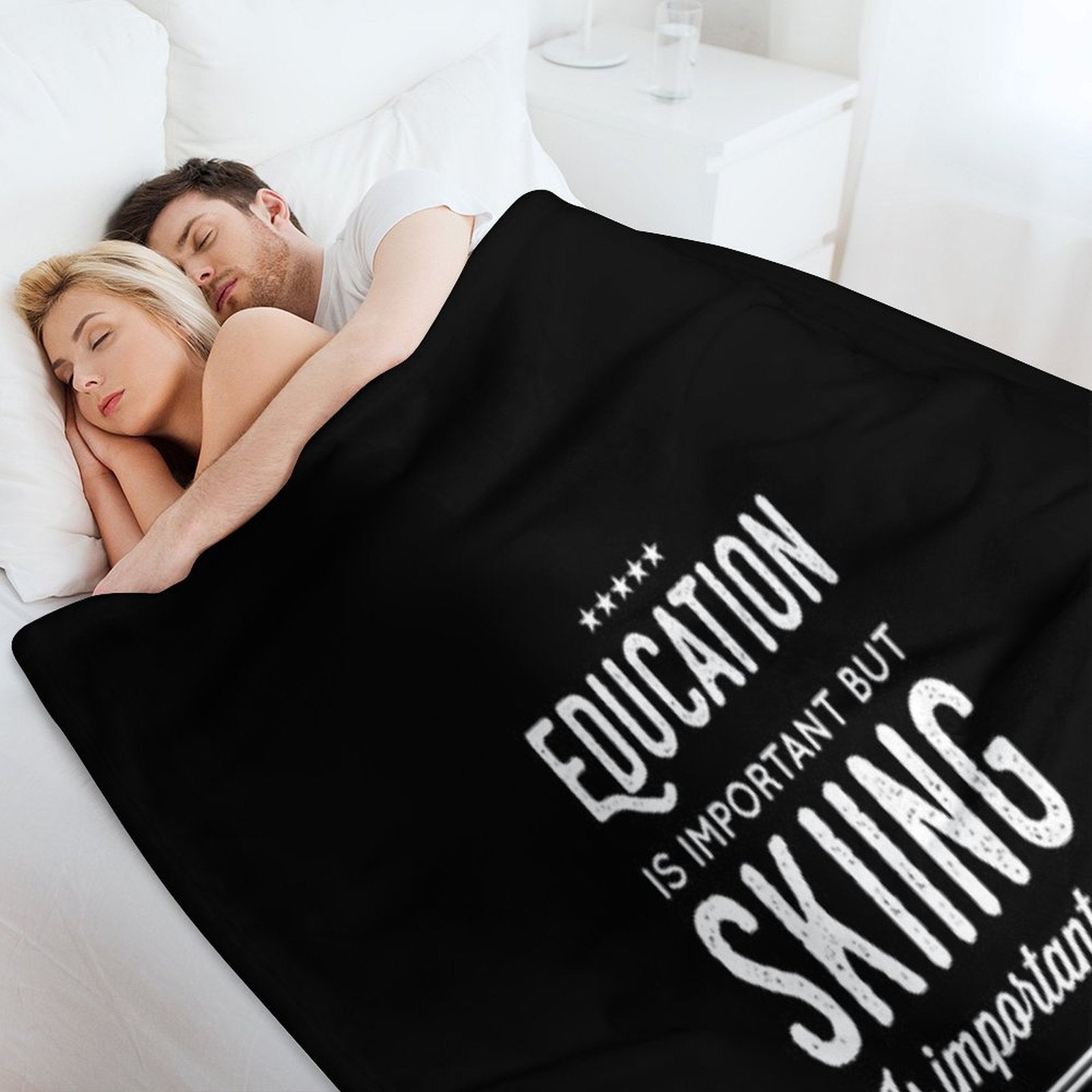 Education Is Important But Skiing Is Importanter - Funny Skier Compact Throw Blanket