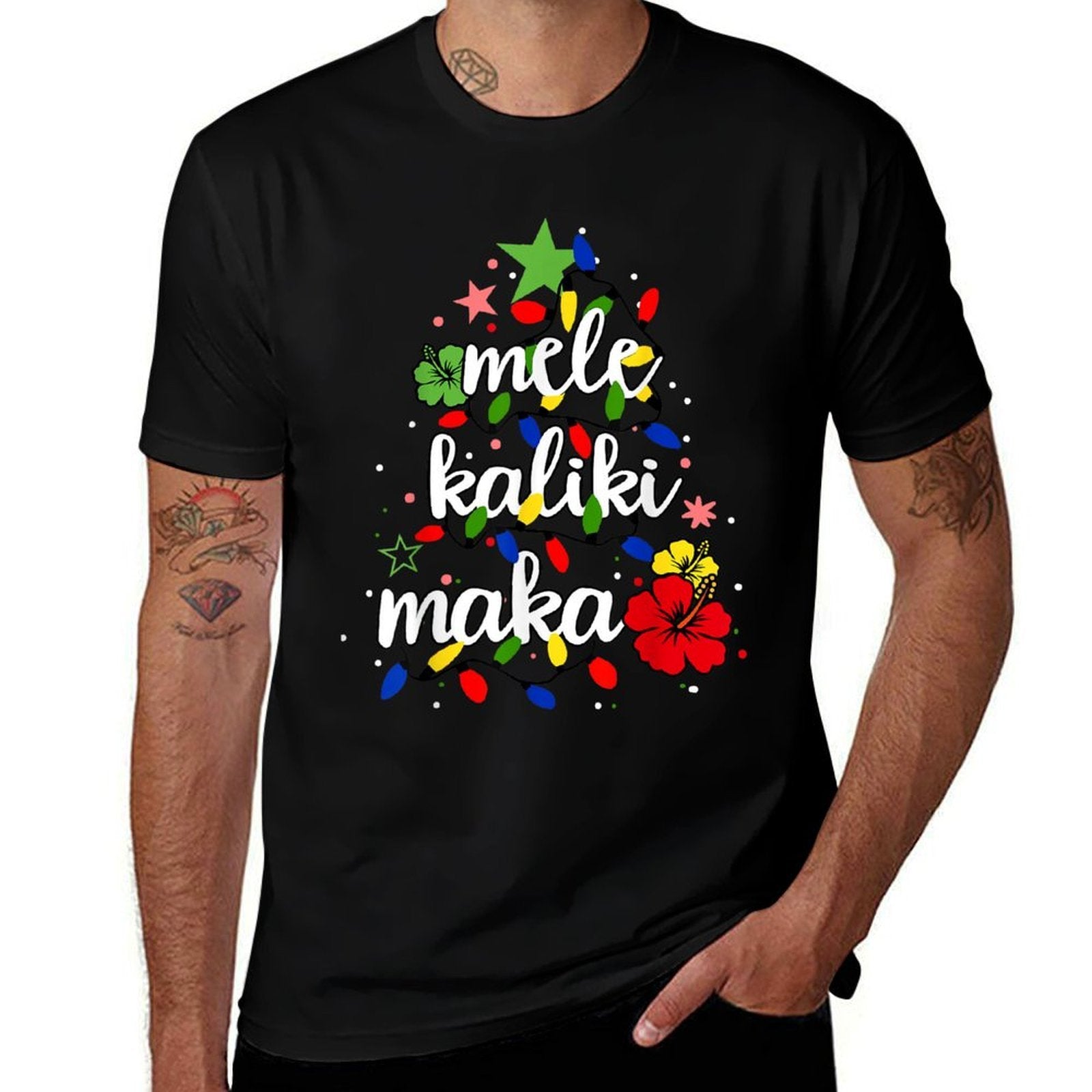 Mele Kalikimaka Kids Toddler Christmas Tree Hawaiian  Summer-ready Fabric T-Shirt