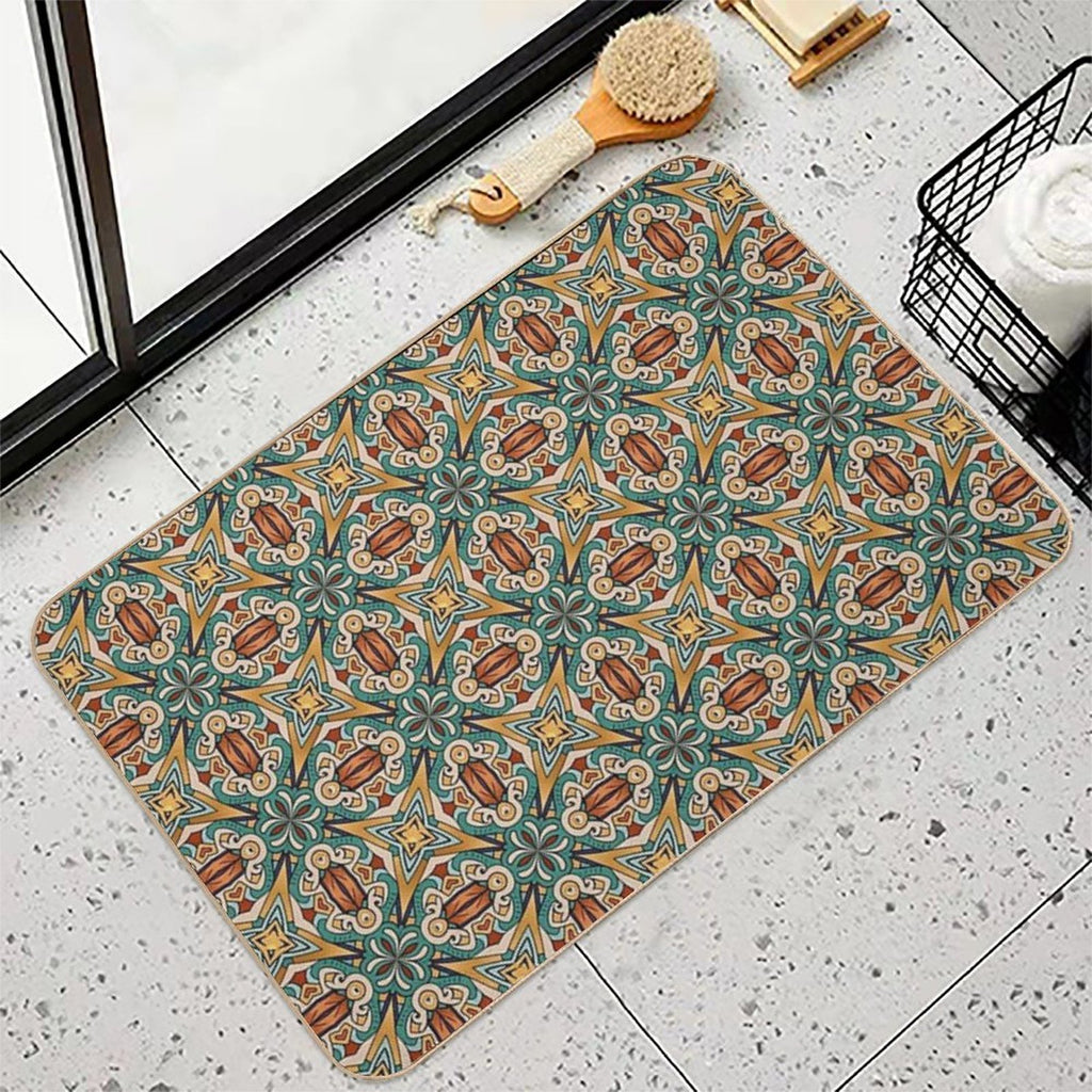 Aztec Art Tile Mexican Textiles Pattern  Stain-Proof Bath Mat