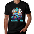 4 Year Old 4th Birthday Boys Monster Truck Car  Fade-proof Color T-Shirt