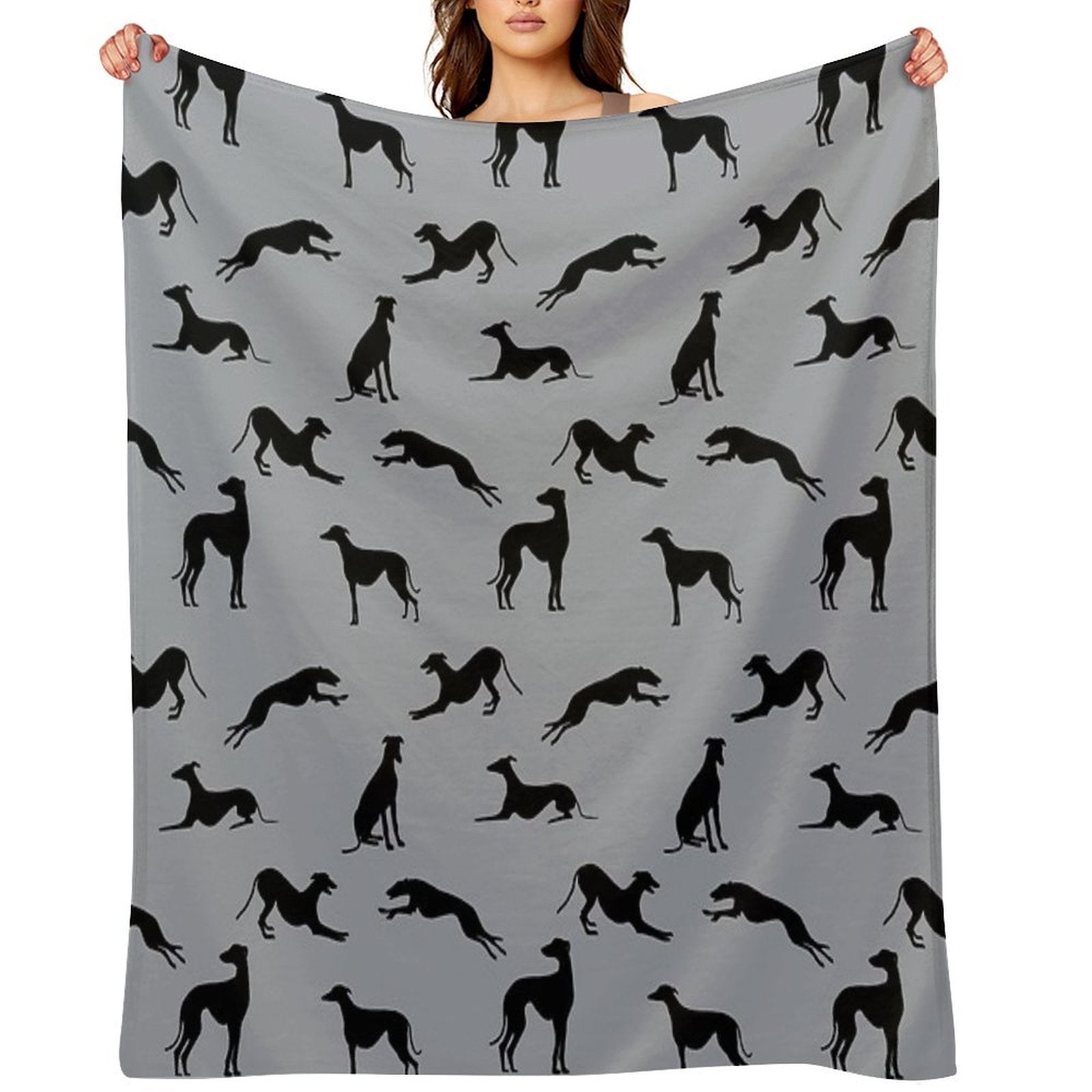 Greyt Greyhound Silhouettes - A3A6AA Eco-conscious Throw Blanket
