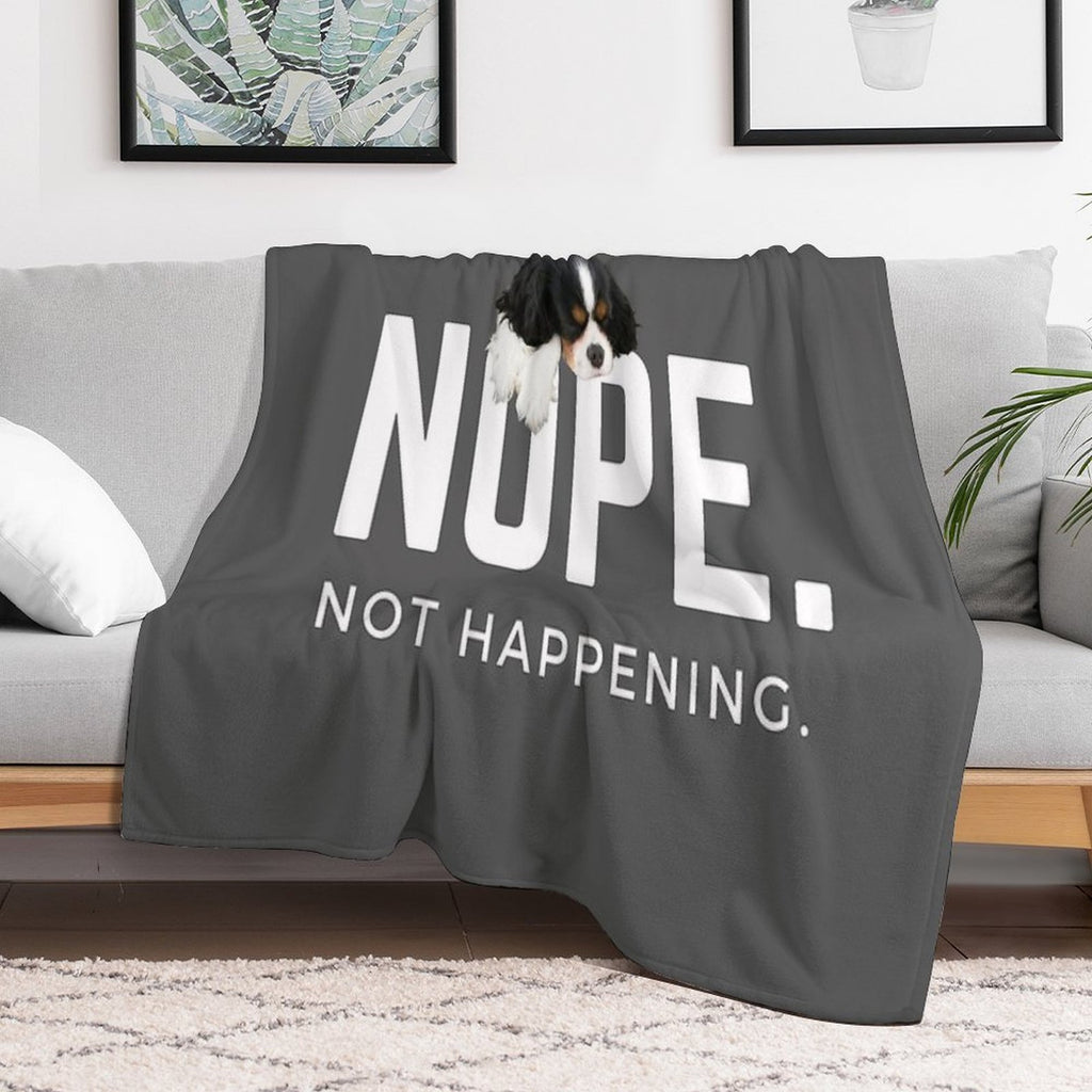 Nope. Not Happening. (Sleepy Cavalier King Charles Spaniel) Eco-conscious Throw Blanket