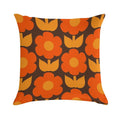 Jonnty Flowers Retro Floral Pattern in 70s Brown And Orange Soft Home Decor Throw Pillow