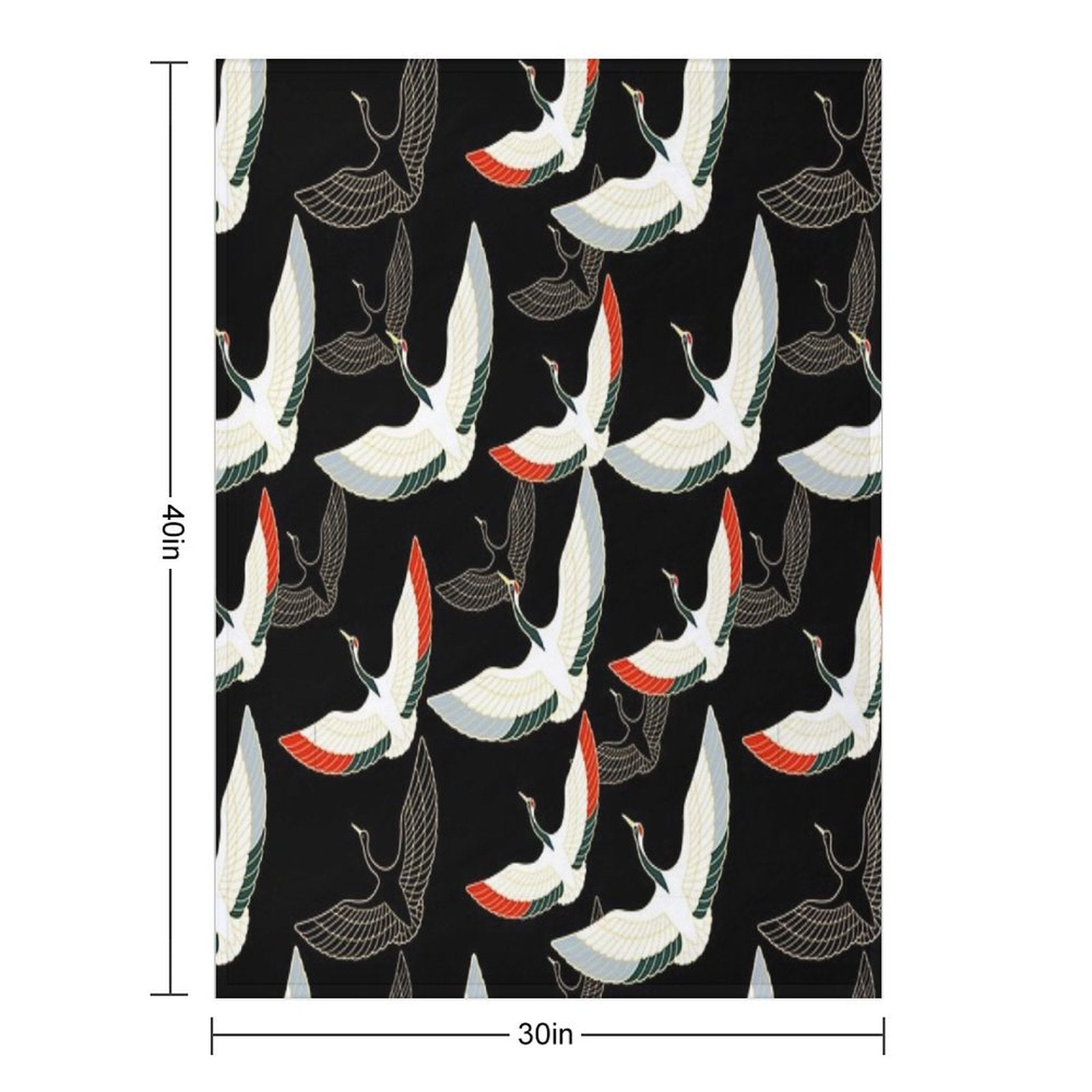 Golden Japanese Cranes Pattern Premium Throw Blanket