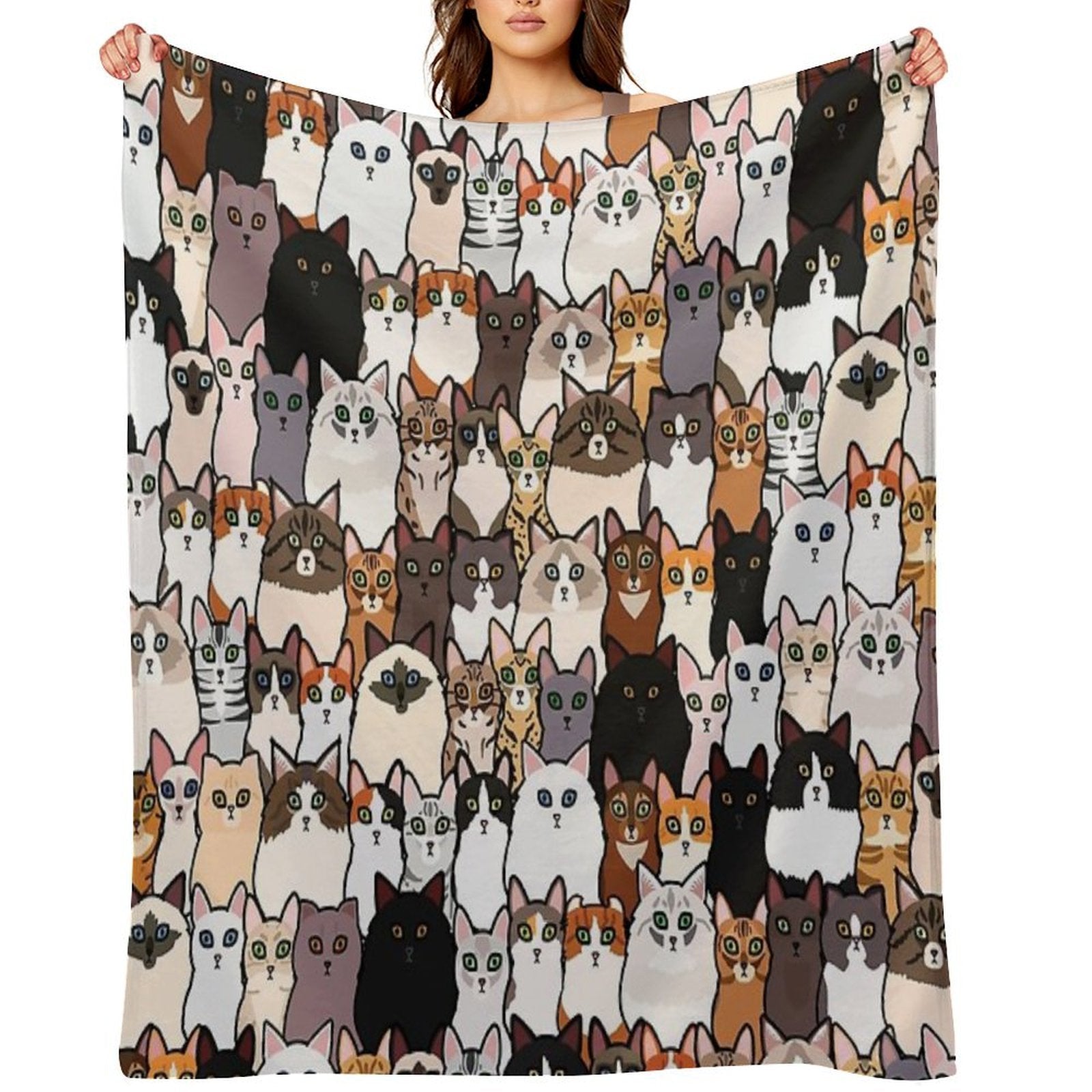 Cute So Many Cats Collage Sustainable Throw Blanket