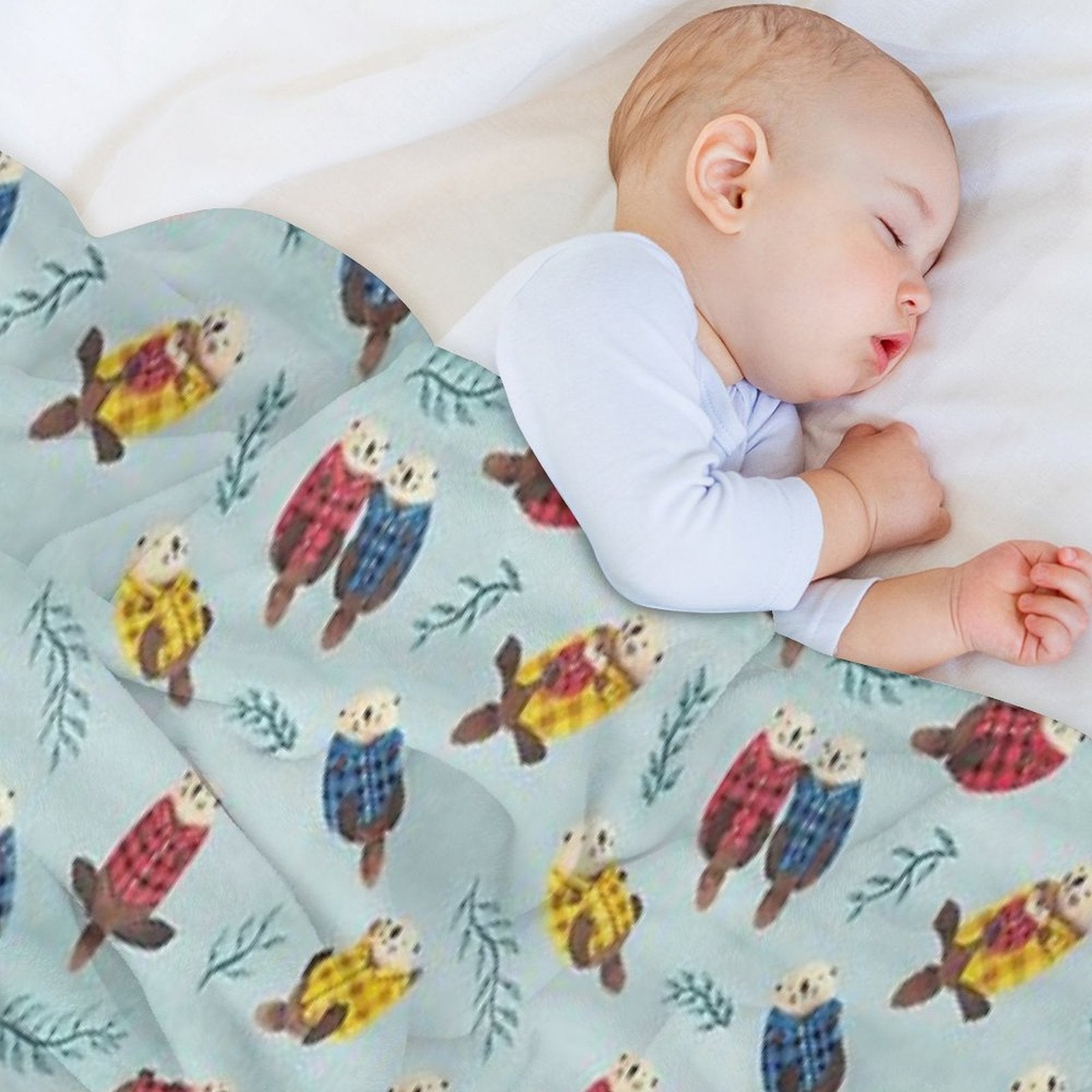Sea Otters Wearing Plaid Lightweight Throw Blanket