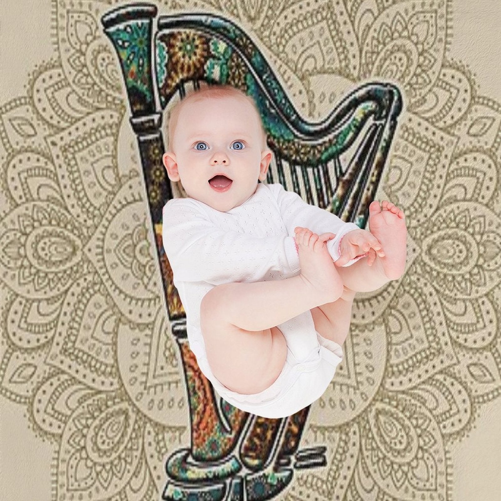 Harp Vintage Mandala Easy Care Throw Blanket