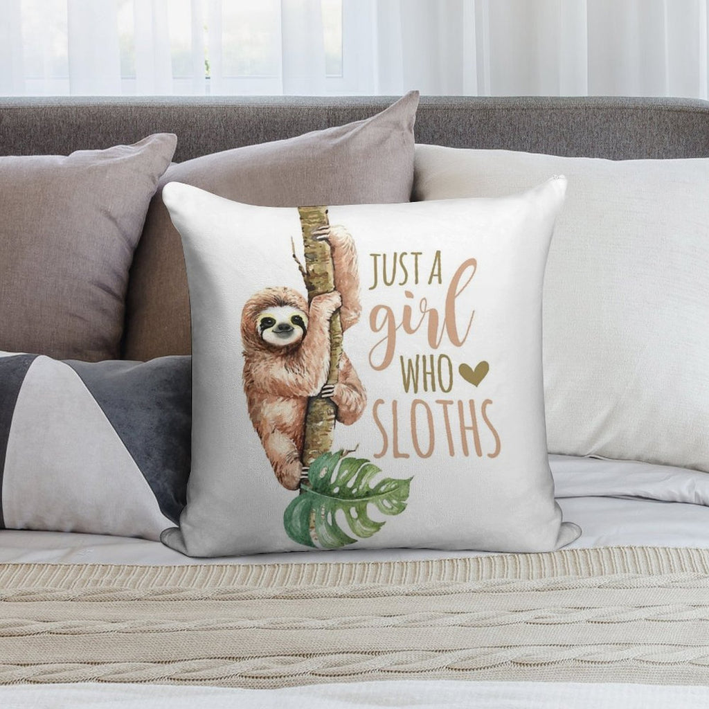 Just A Girl Who Loves Sloths Soft Bedroom Essential Throw Pillow