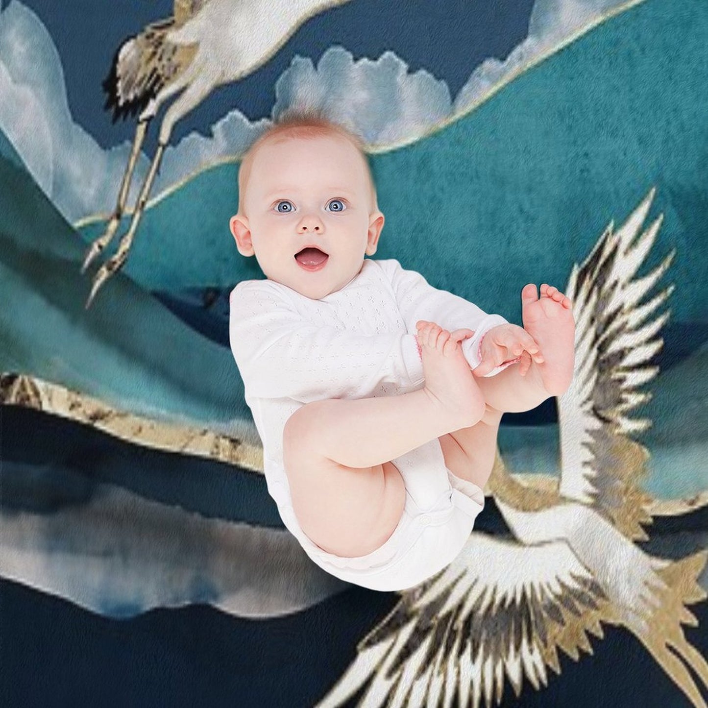 Midnight Cranes Gift-ready Throw Blanket