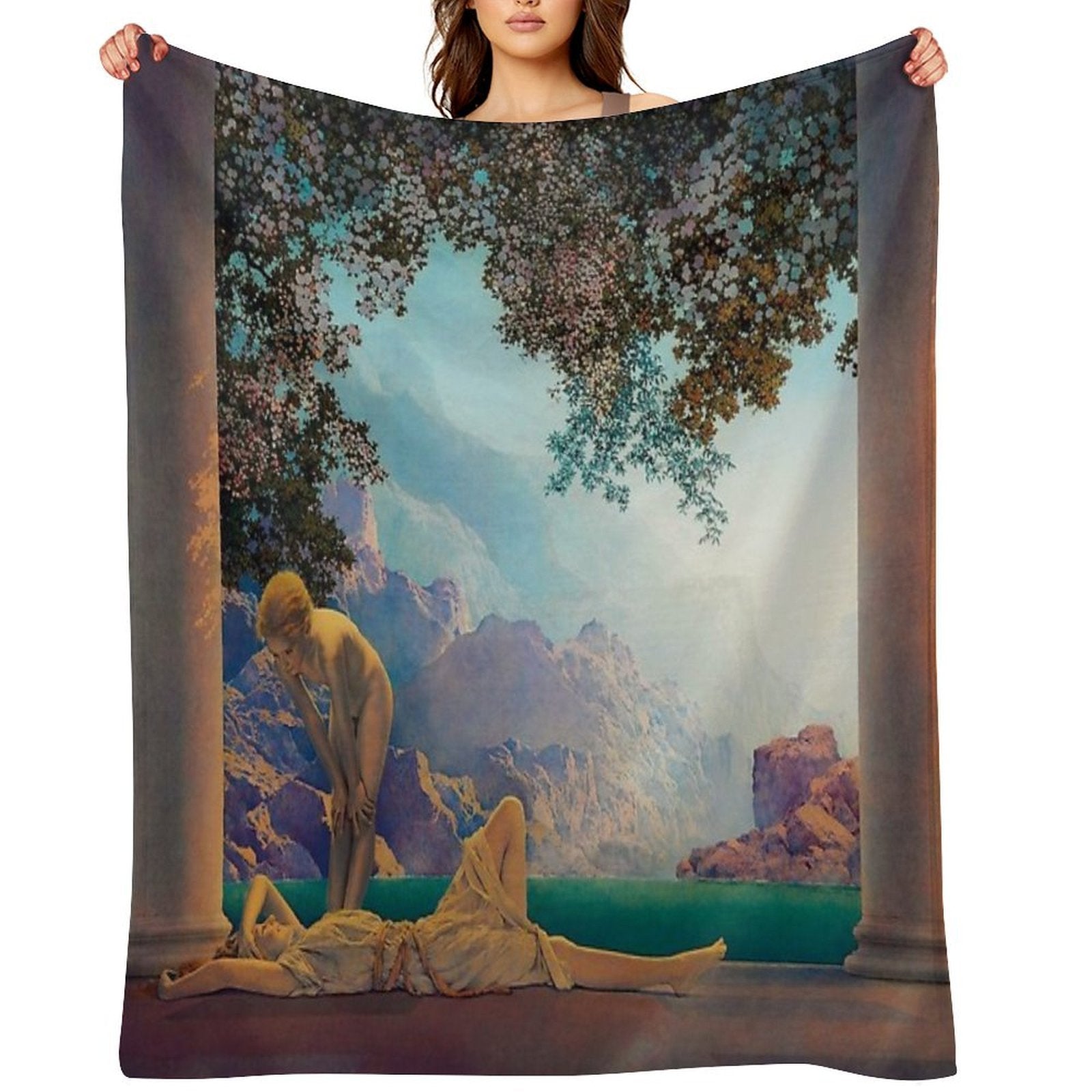 Maxfield Parrish. Daybreak. 1923 Travel-friendly Throw Blanket
