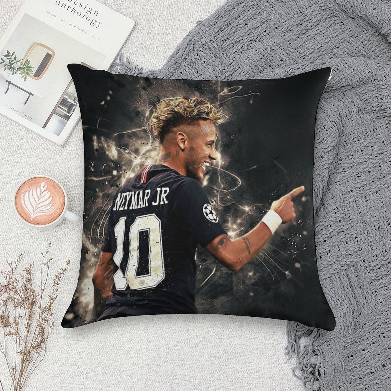 Neymar  #111 Soft Bedroom Essential Throw Pillow