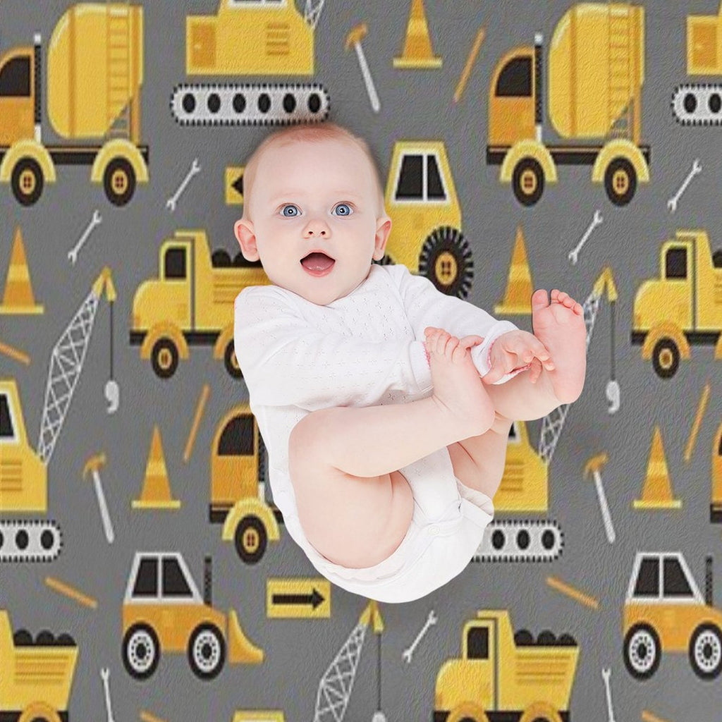 Construction Trucks on Gray Lightweight Throw Blanket