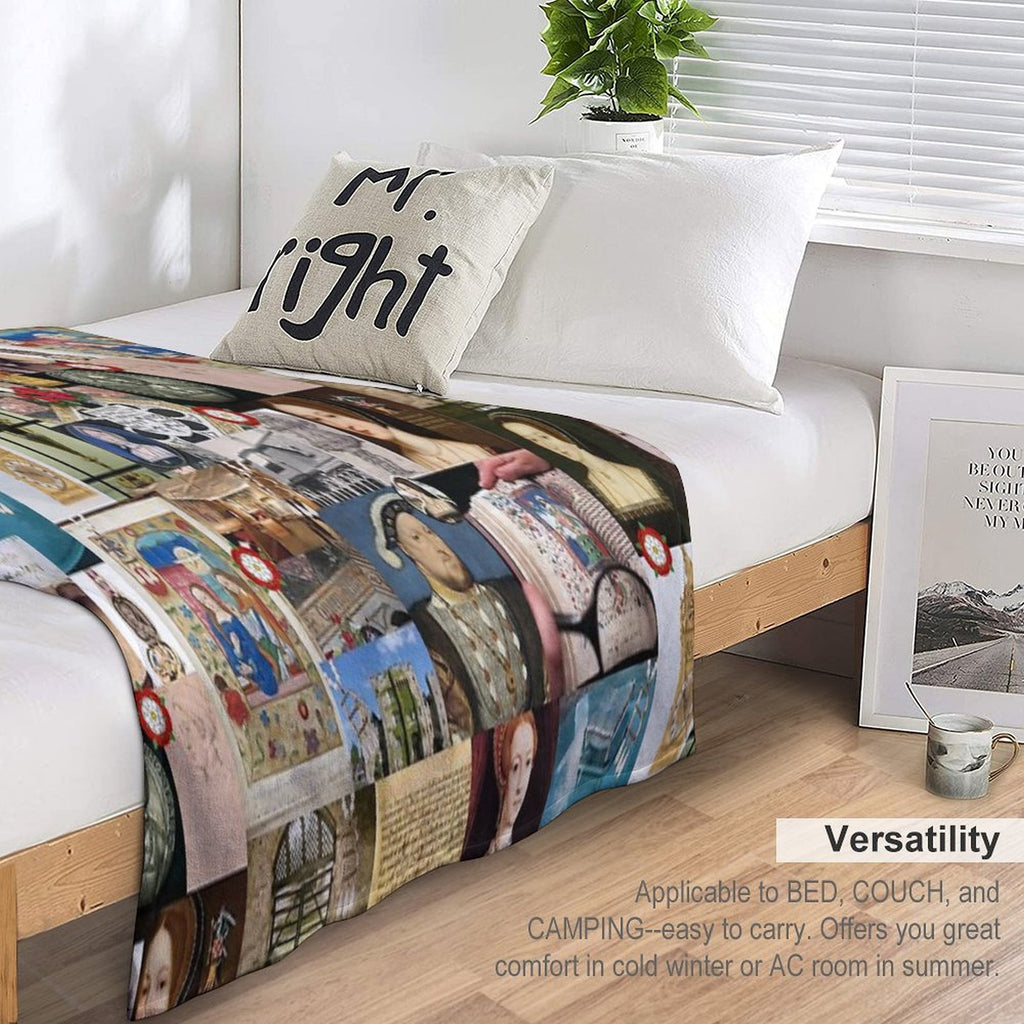 Anne Boleyn Collage Easy Care Throw Blanket
