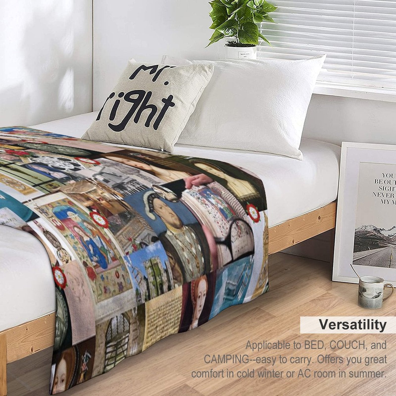 Anne Boleyn Collage Easy Care Throw Blanket