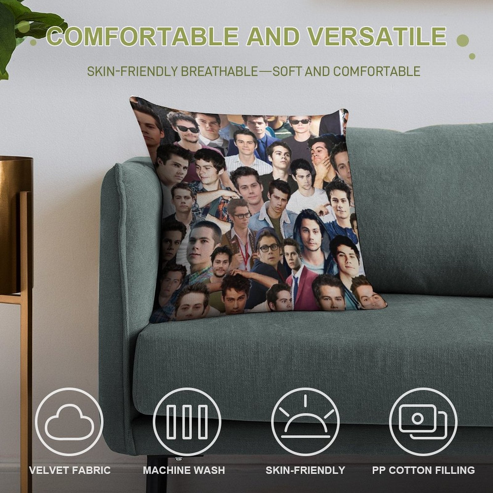 Dylan O'brien Collage Soft High-Density Material Throw Pillow