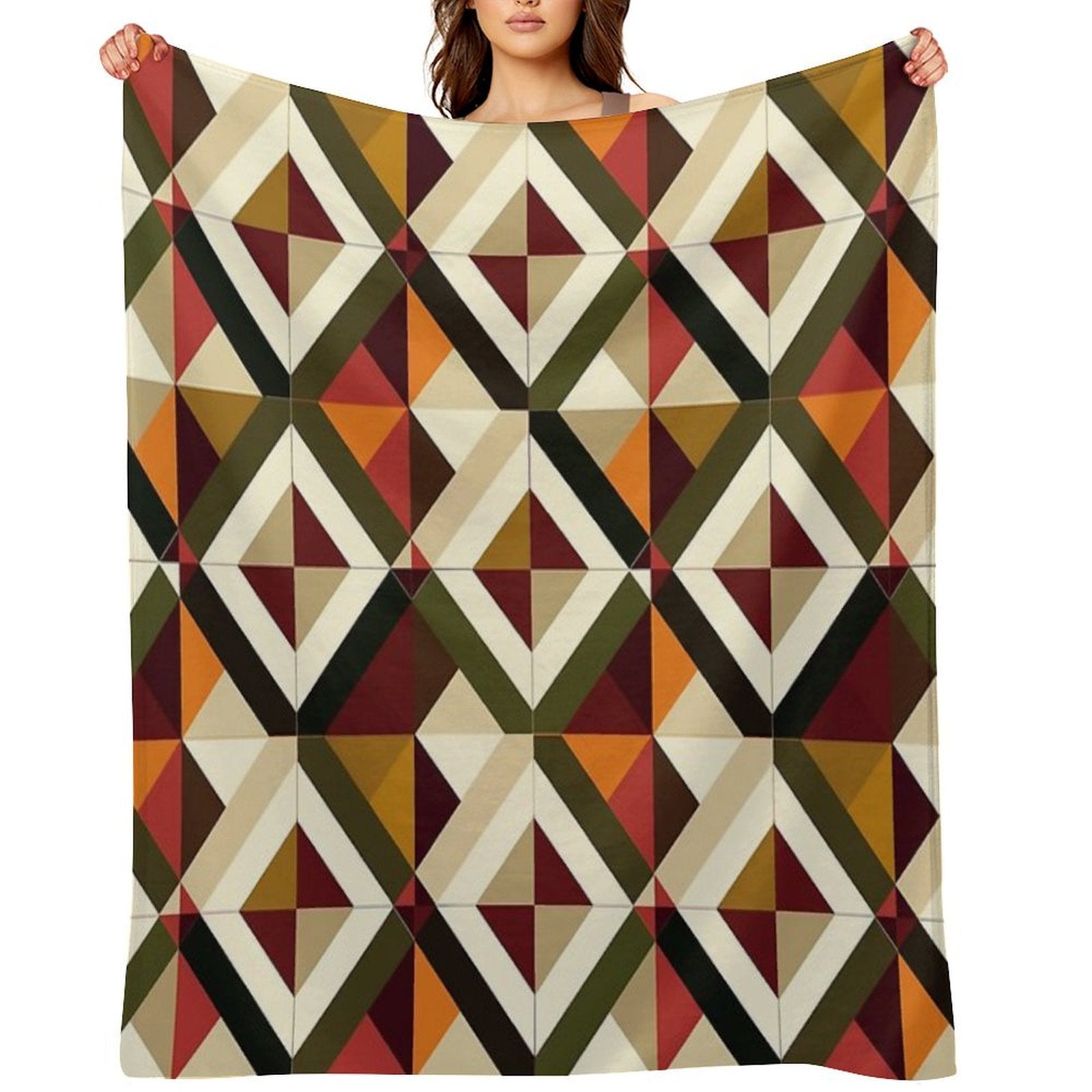 Retro Geometric Motif  Seamless Easy Care Throw Blanket